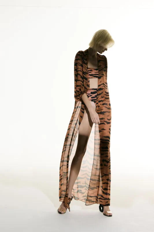 Puff Sleeve Silk Robe made by Adriana Degreas