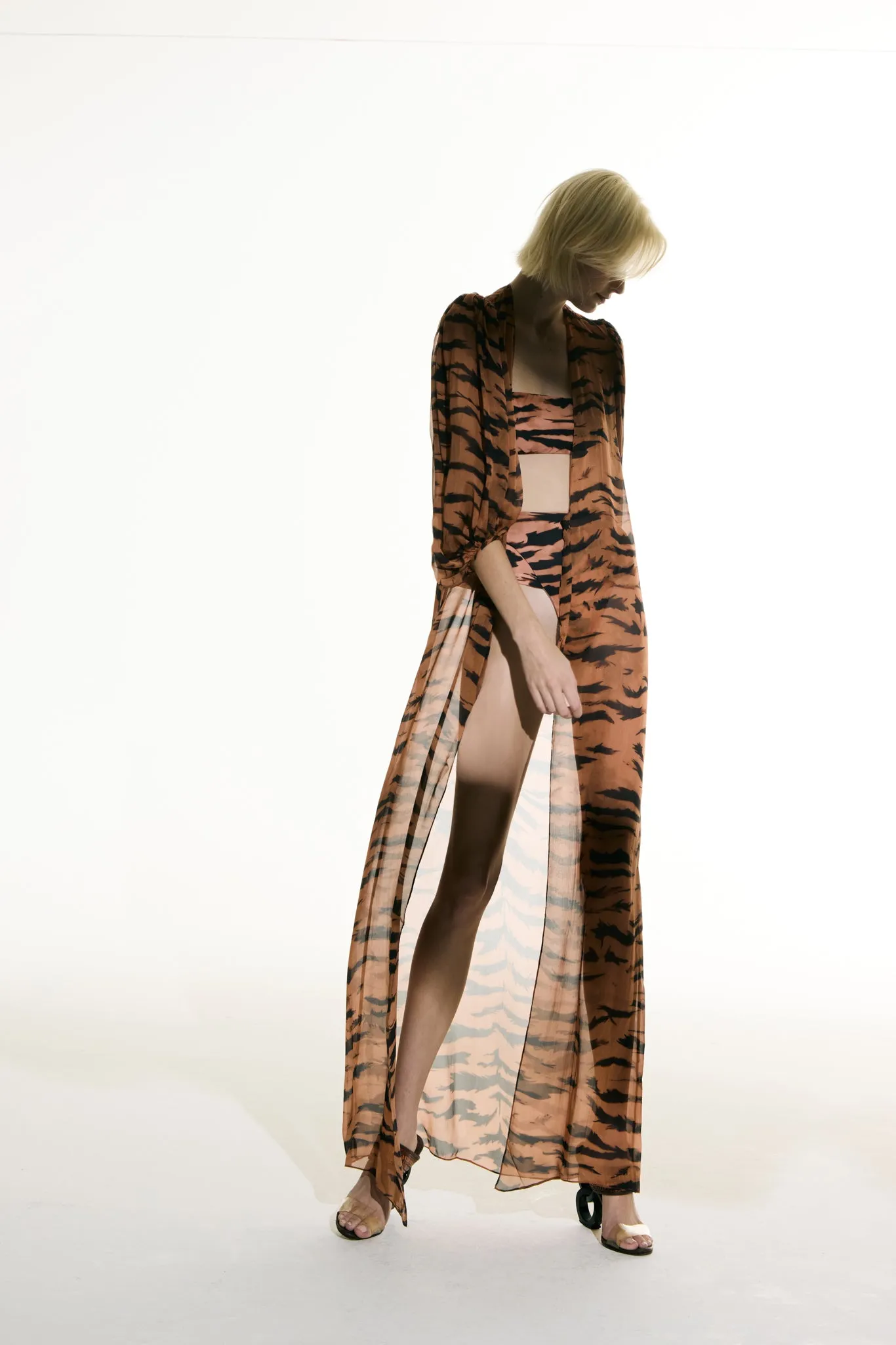 Puff Sleeve Silk Robe sold by Adriana Degreas
