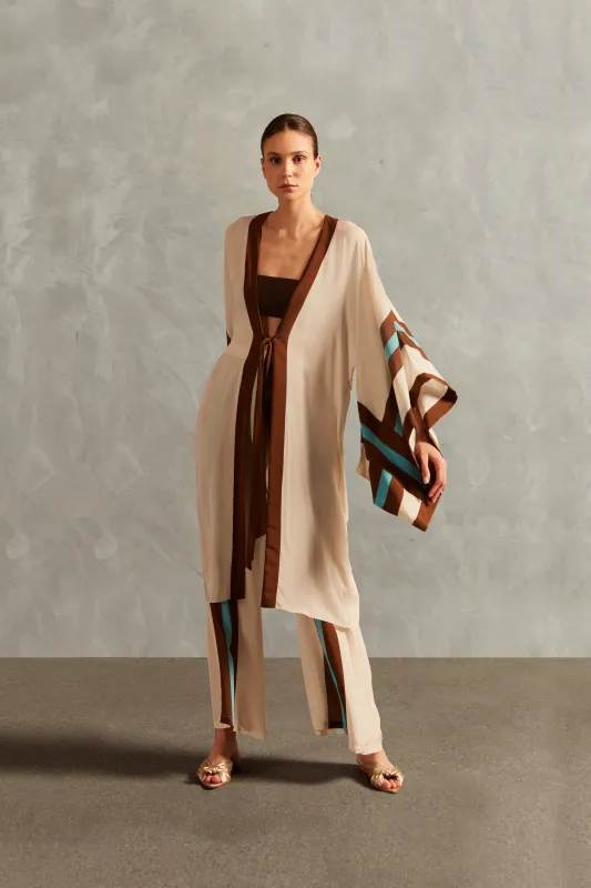 Bold Stripes Maxi Short Robe made by Adriana Degreas