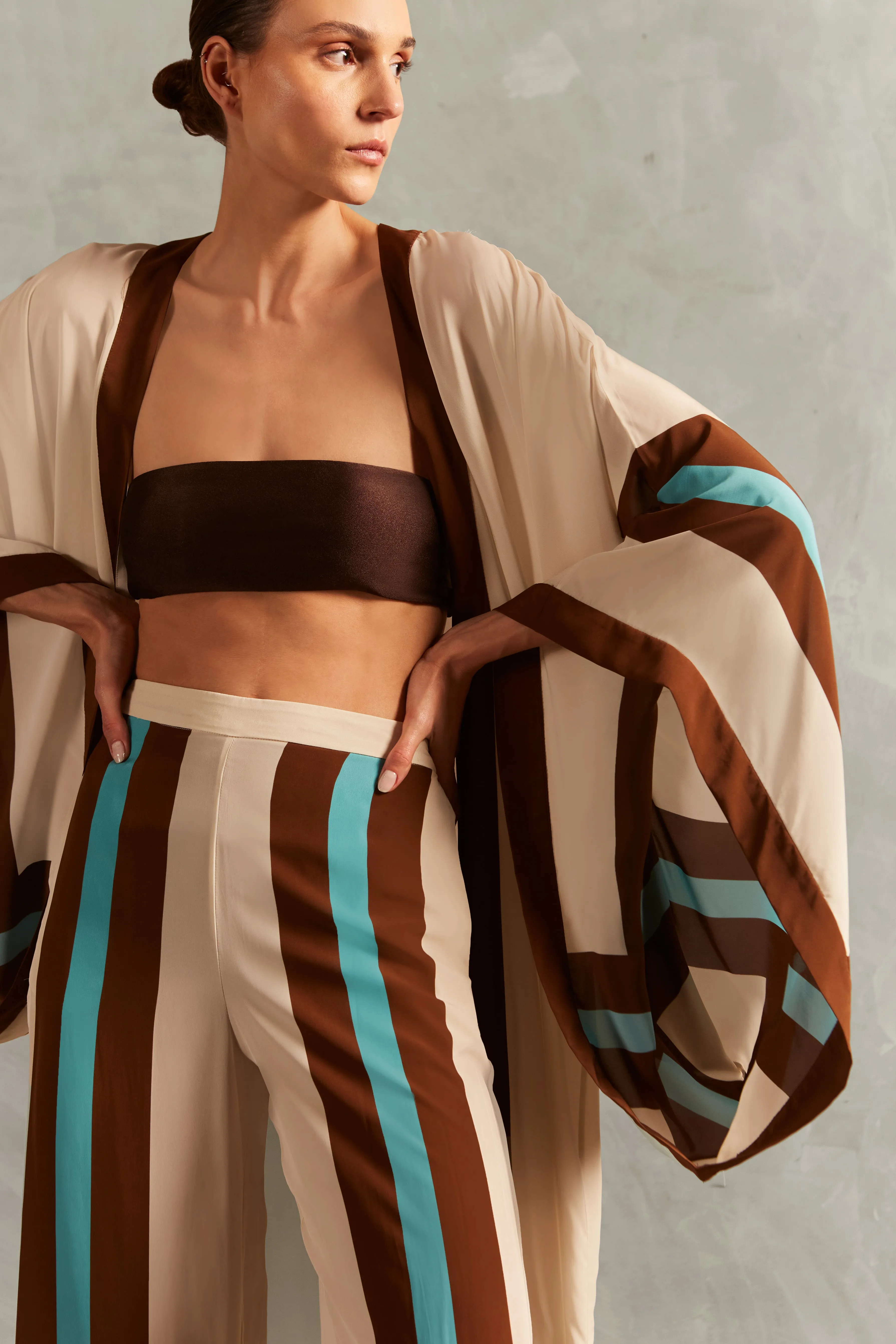 Bold Stripes Maxi Short Robe sold by Adriana Degreas product image thumbnail 2
