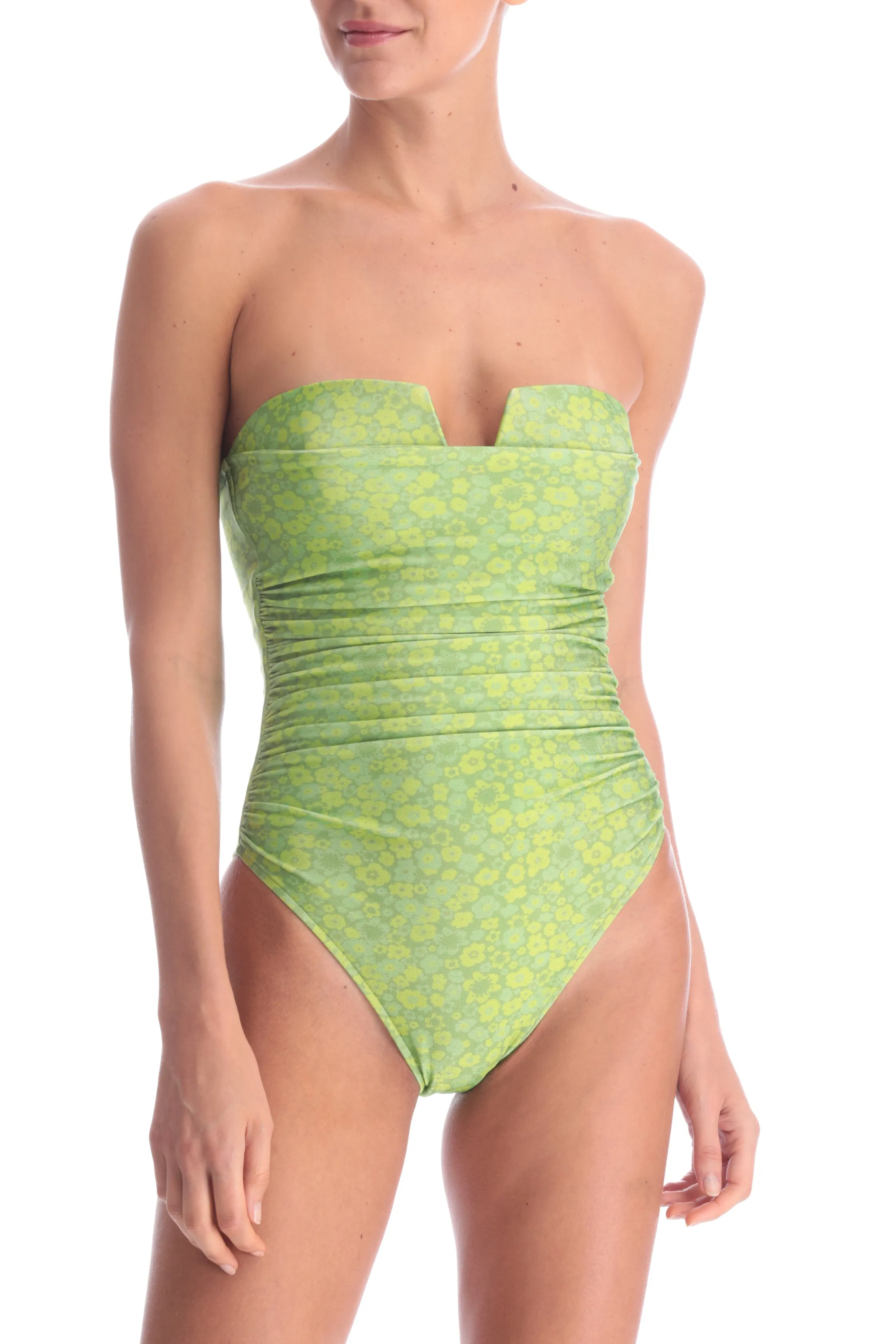 Mini Vintage Flower High-Leg Strapless Frilled Swimsuit sold by Adriana Degreas product image thumbnail 4
