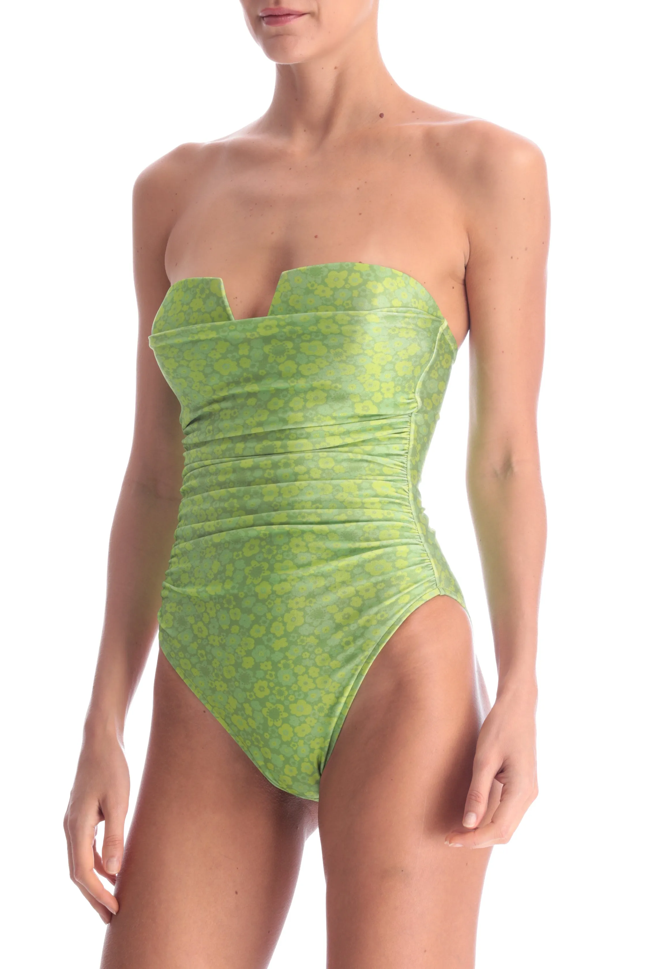 Mini Vintage Flower High-Leg Strapless Frilled Swimsuit sold by Adriana Degreas product image thumbnail 3