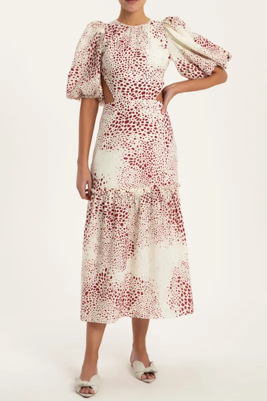 Serpent Puff-sleeved Midi Dress made by Adriana Degreas