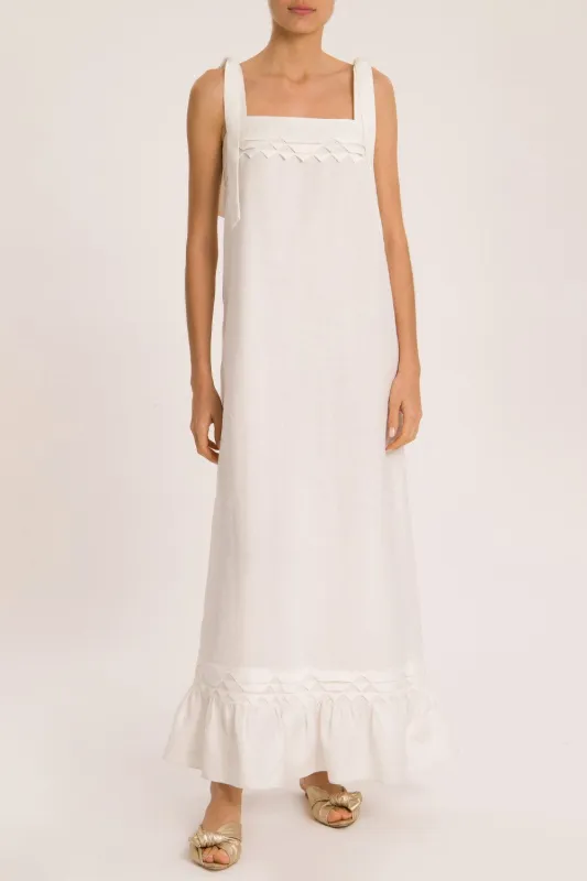 Linen Long Dress With Application made by Adriana Degreas