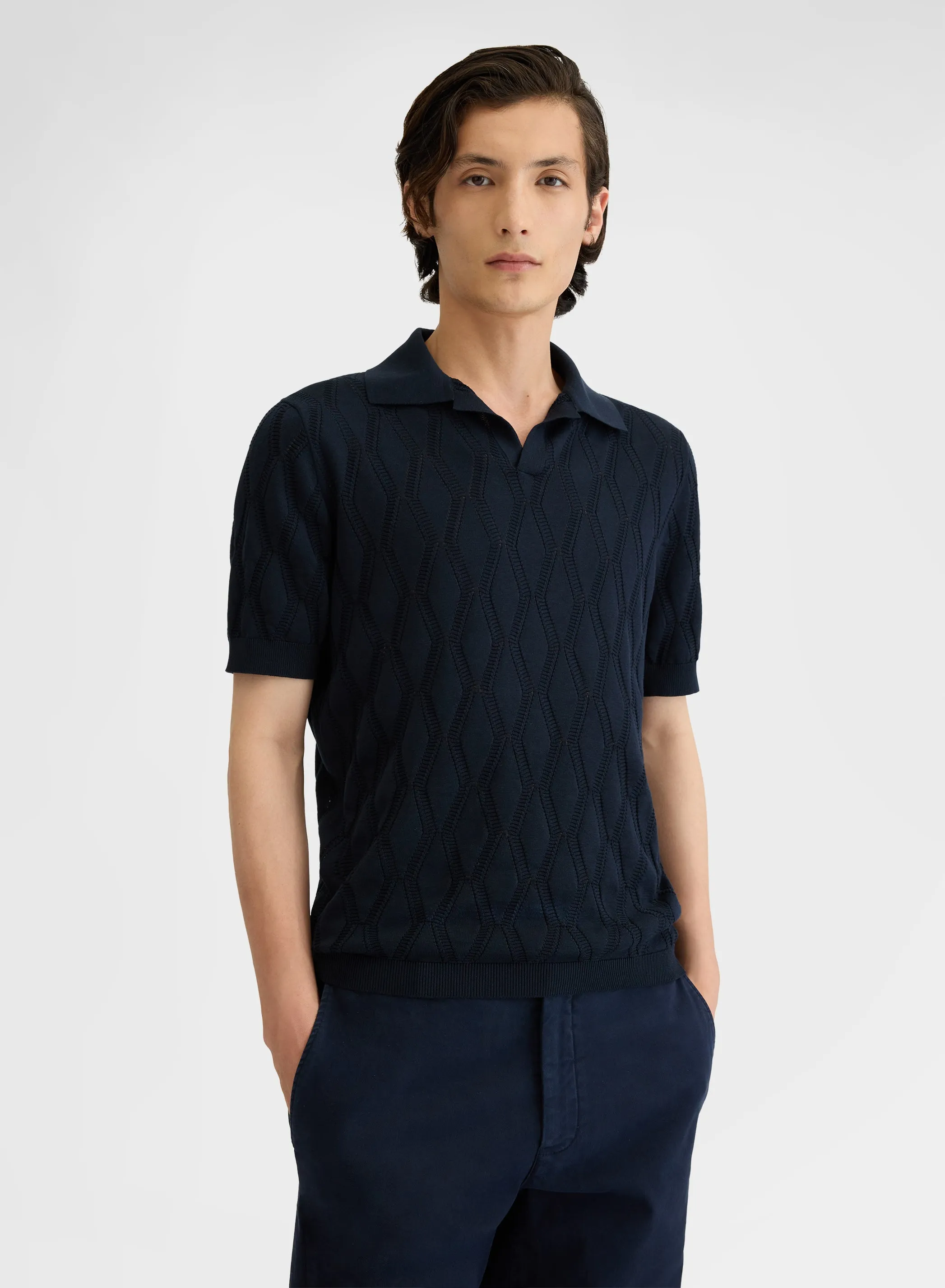 SHORT SLEEVE POLO SETICO NAVY sold by Agnona product image thumbnail 3