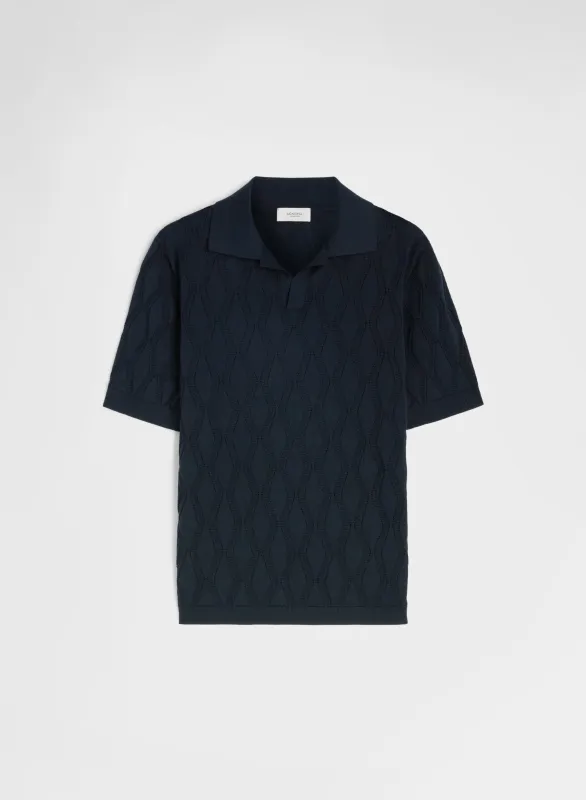 SHORT SLEEVE POLO SETICO NAVY made by Agnona