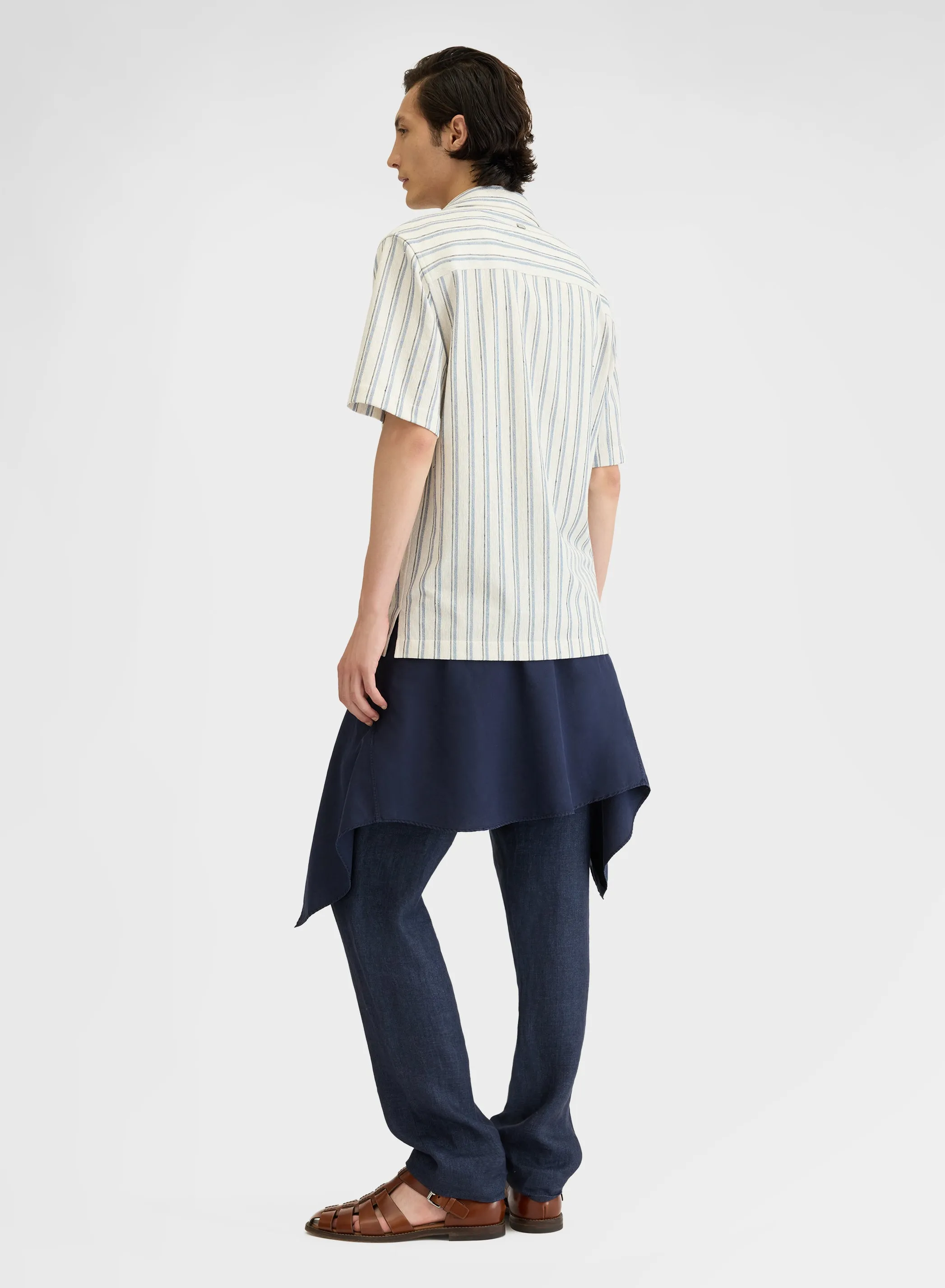 STRIPED JERSEY SHIRT DUSTY BLUE sold by Agnona product image thumbnail 4