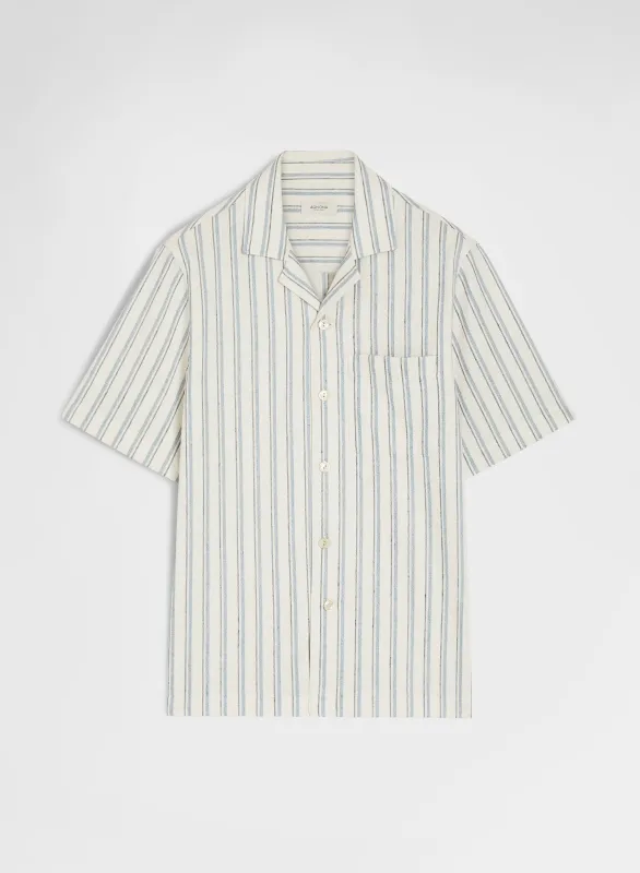 STRIPED JERSEY SHIRT DUSTY BLUE made by Agnona