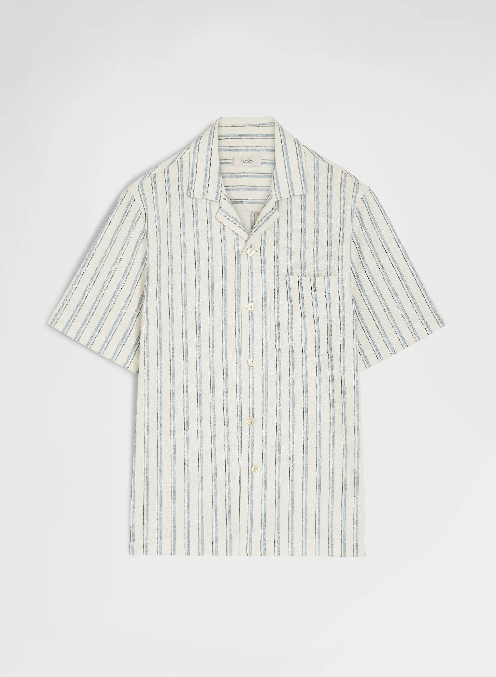 STRIPED JERSEY SHIRT DUSTY BLUE sold by Agnona