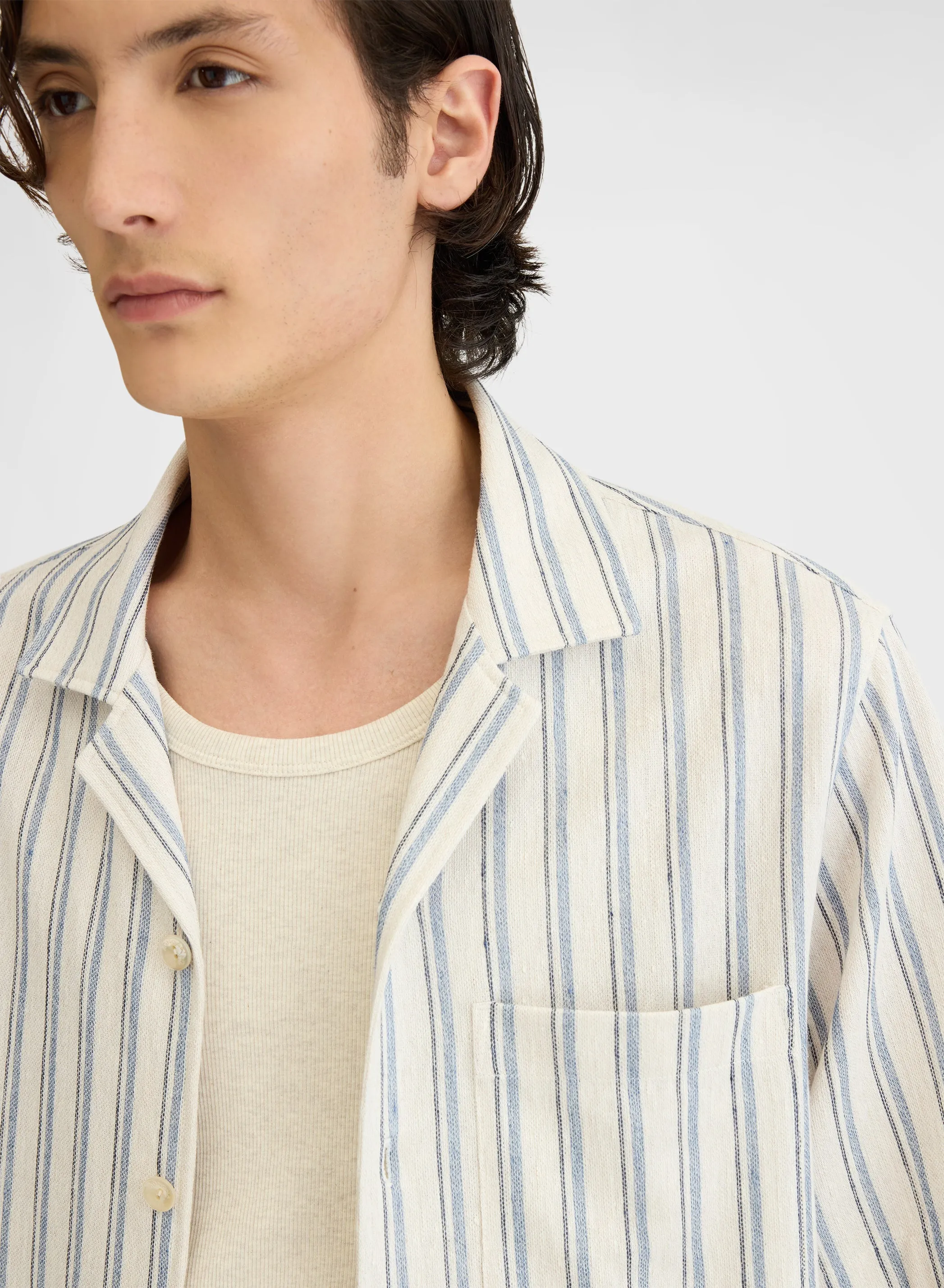 STRIPED JERSEY SHIRT DUSTY BLUE sold by Agnona product image thumbnail 5