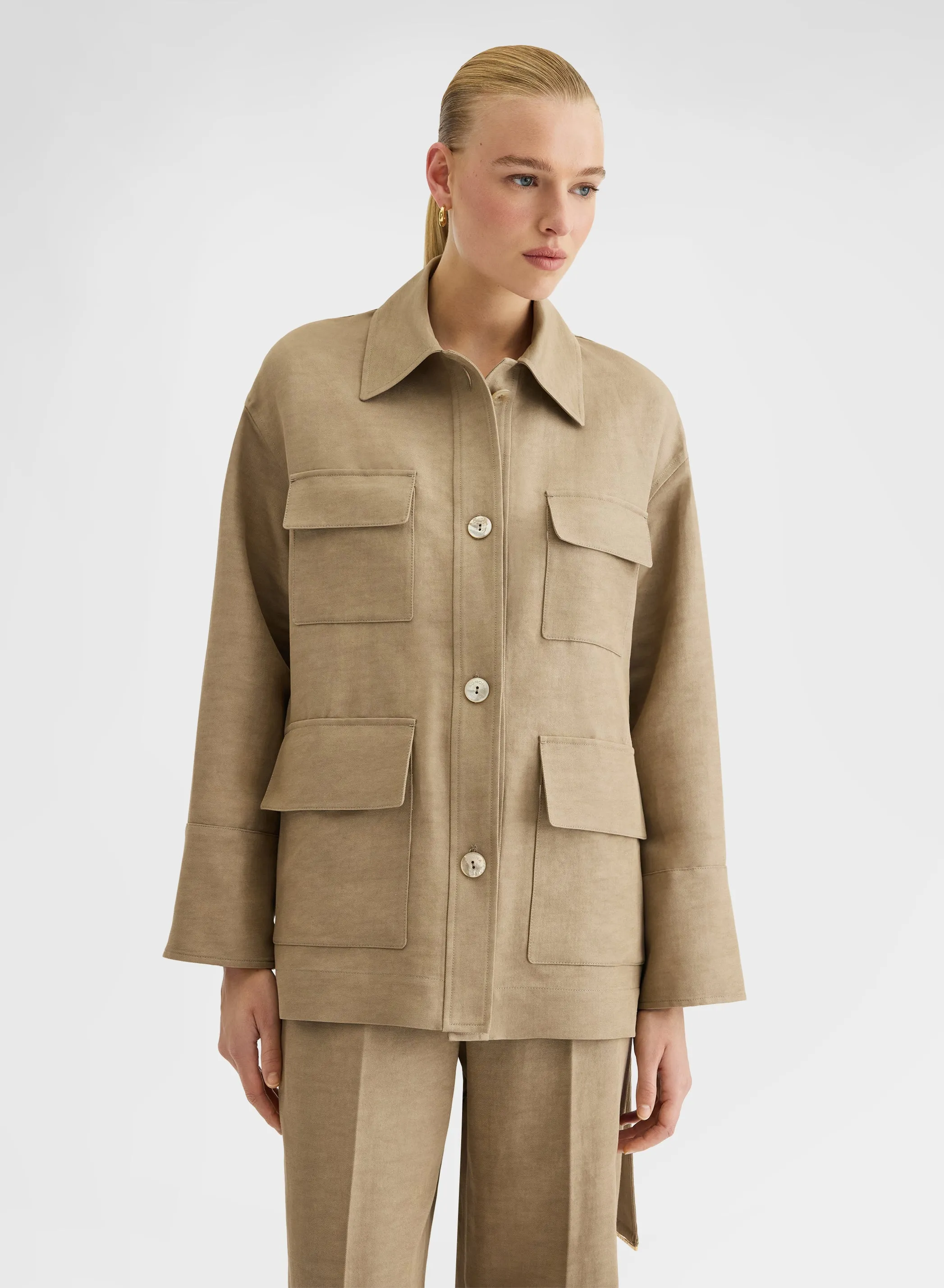 COTTON BLEND TWILL SAHARIANA KHAKI sold by Agnona product image thumbnail 3