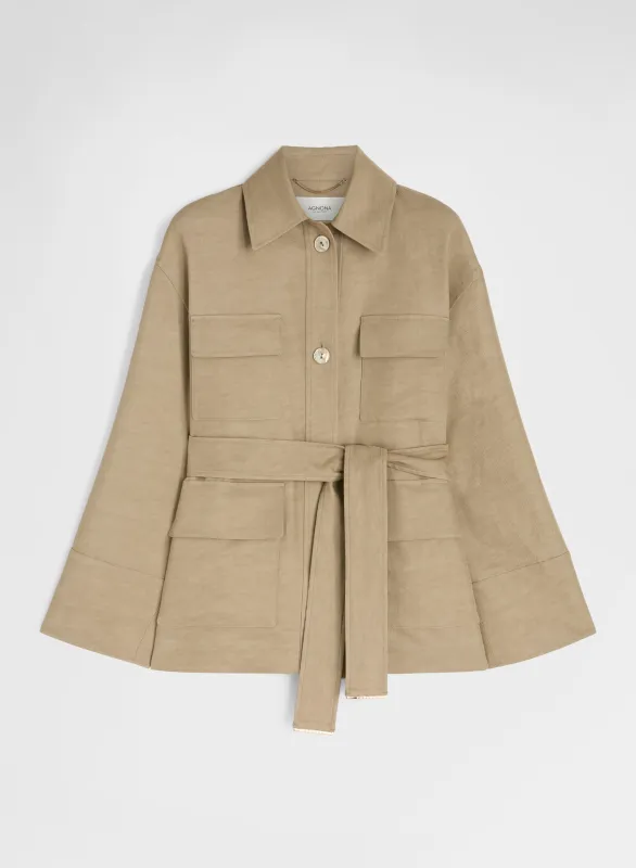 COTTON BLEND TWILL SAHARIANA KHAKI made by Agnona