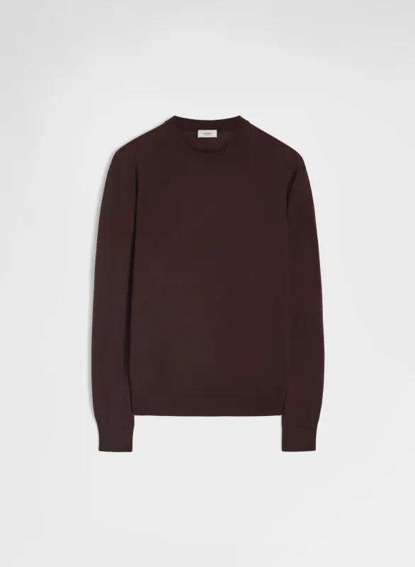 LONG SLEEVE CREWNECK WOOL CHOCOLATE made by Agnona