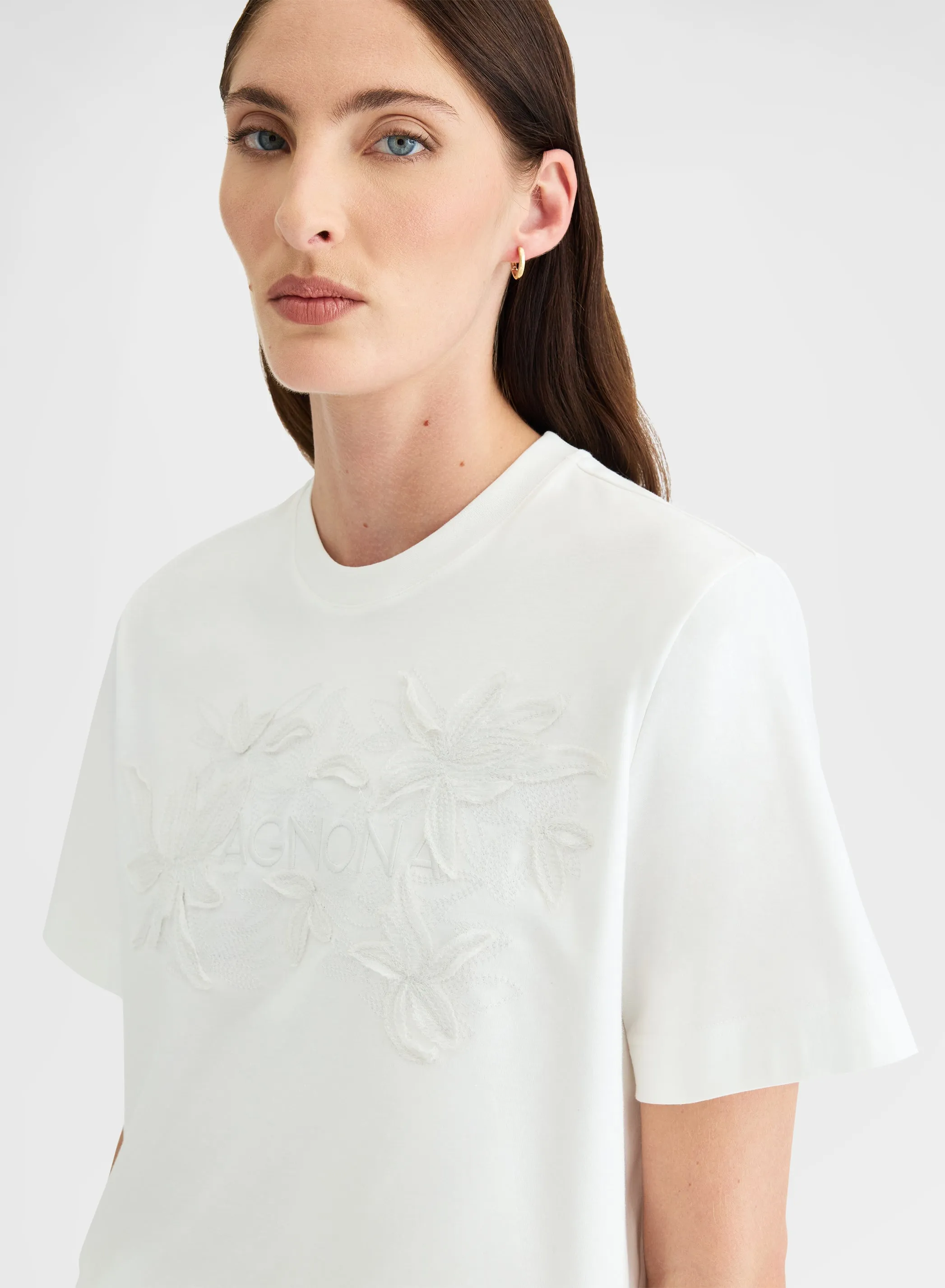 SILK TOUCH COTTON INTERLOCK TOP WHITE sold by Agnona product image thumbnail 5