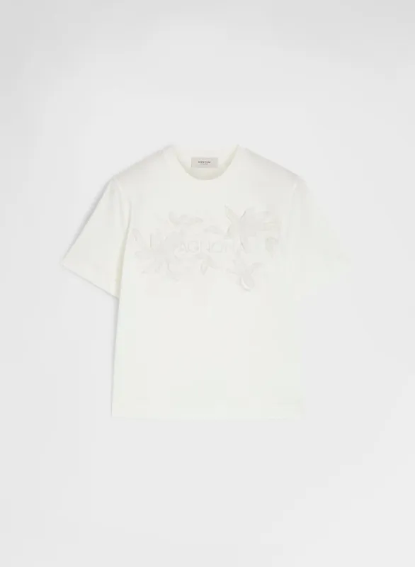 SILK TOUCH COTTON INTERLOCK TOP WHITE made by Agnona