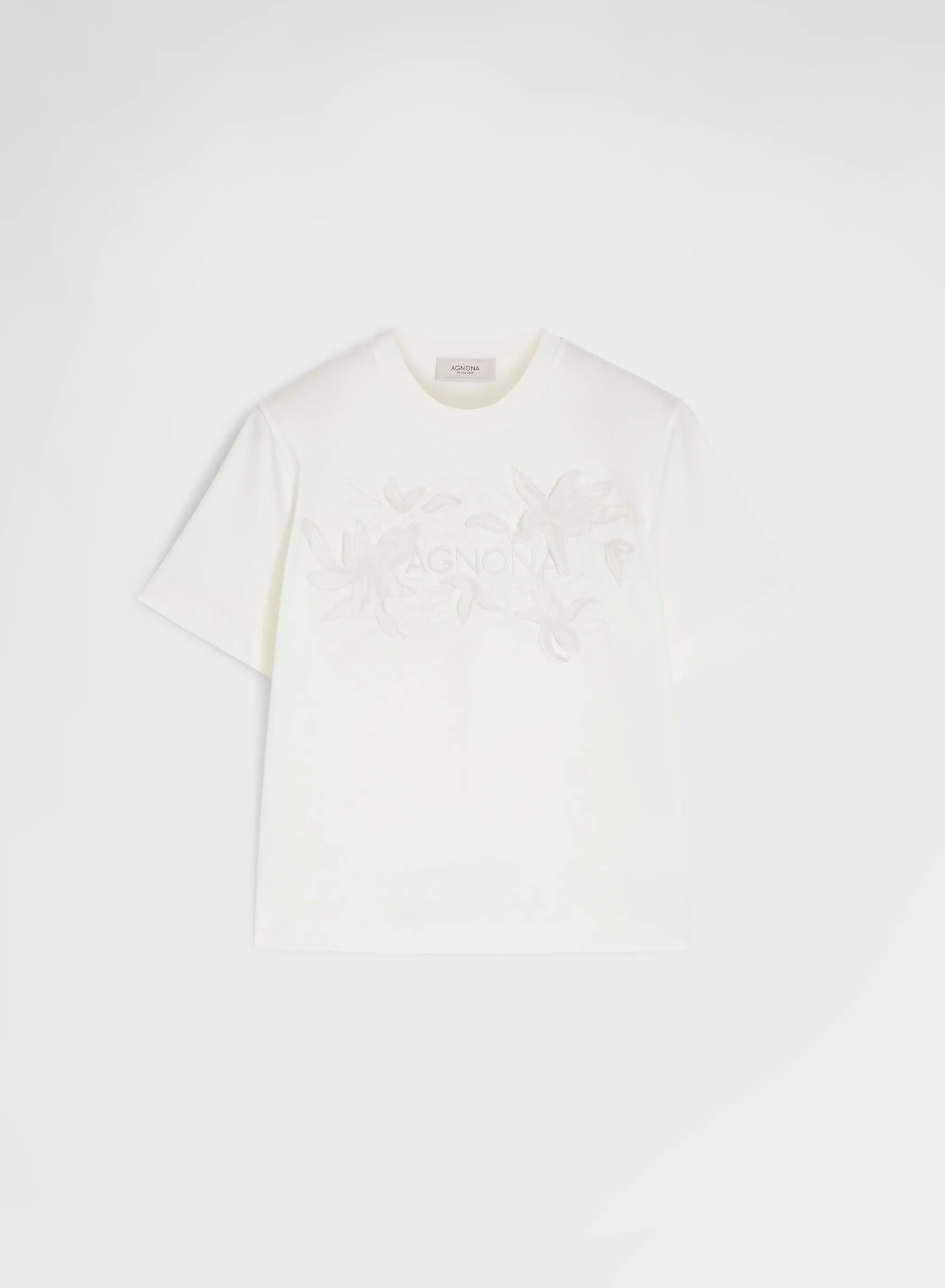 SILK TOUCH COTTON INTERLOCK TOP WHITE sold by Agnona