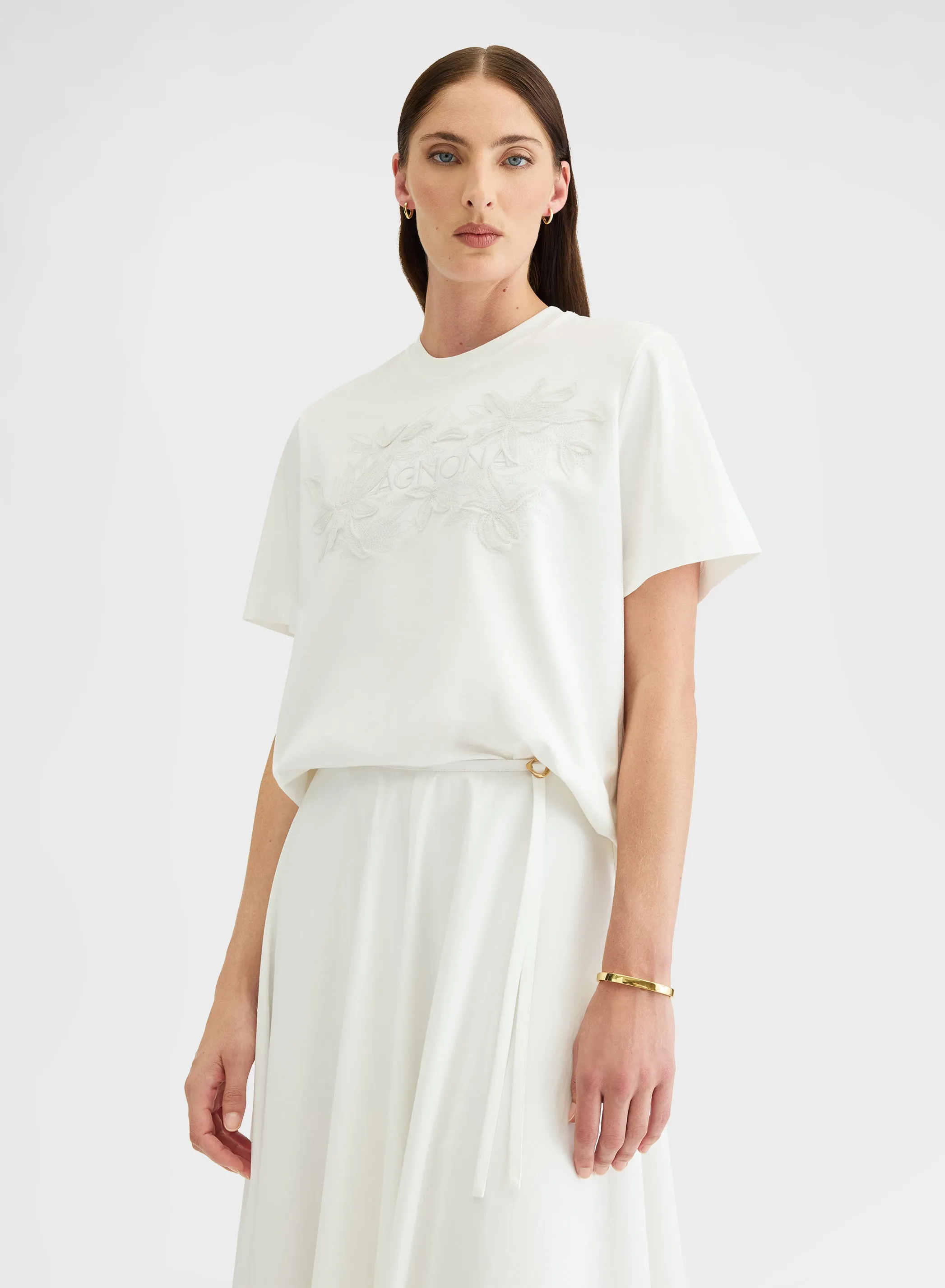 SILK TOUCH COTTON INTERLOCK TOP WHITE sold by Agnona product image thumbnail 3
