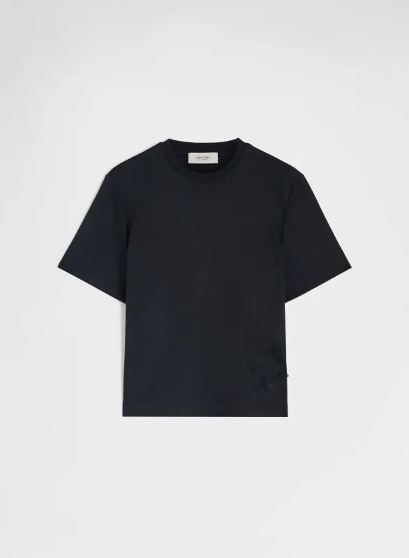 SILK TOUCH COTTON INTERLOCK TOP BLACK made by Agnona