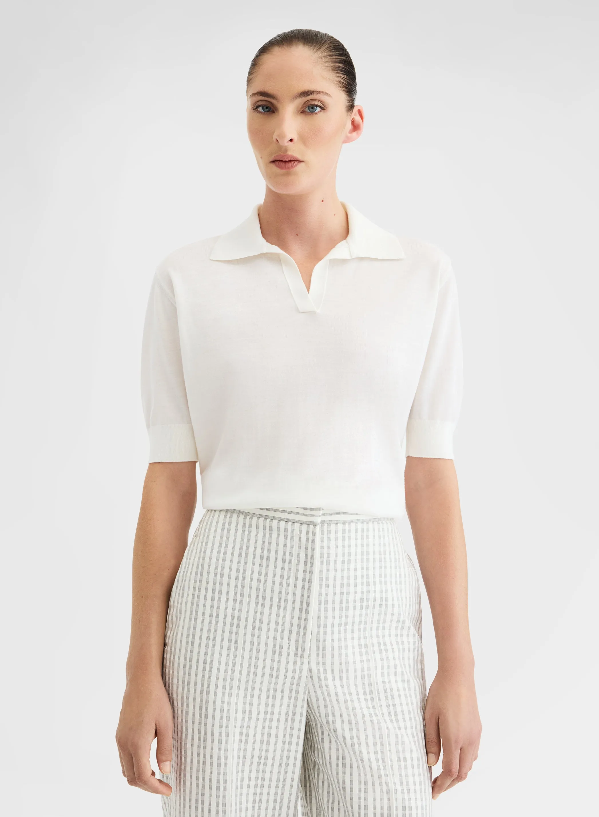 MID SLEEVE POLO WHITE WOOL sold by Agnona product image thumbnail 3