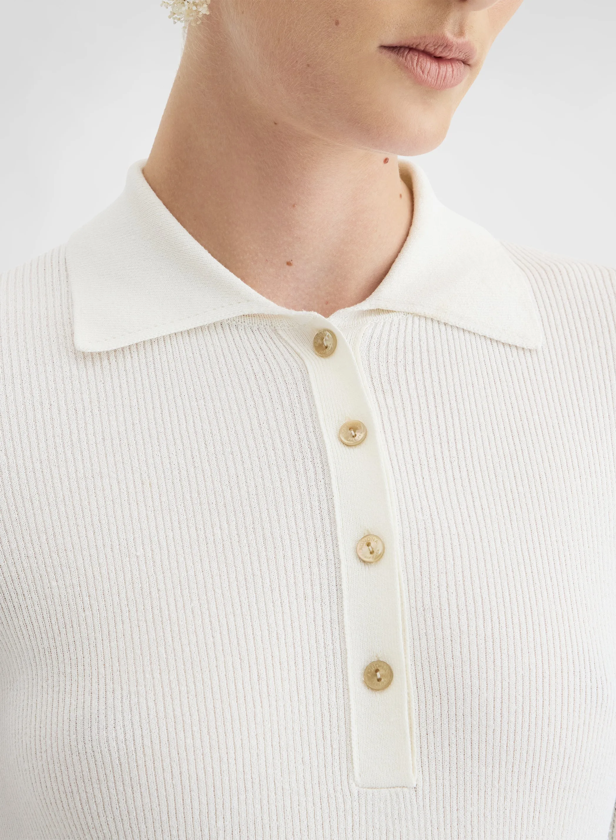LONG SLEEVE POLO WHITE sold by Agnona product image thumbnail 5