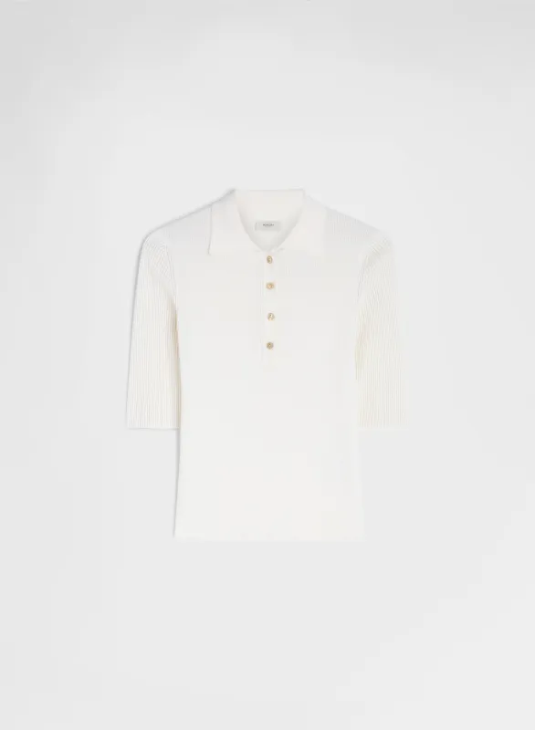 LONG SLEEVE POLO WHITE made by Agnona