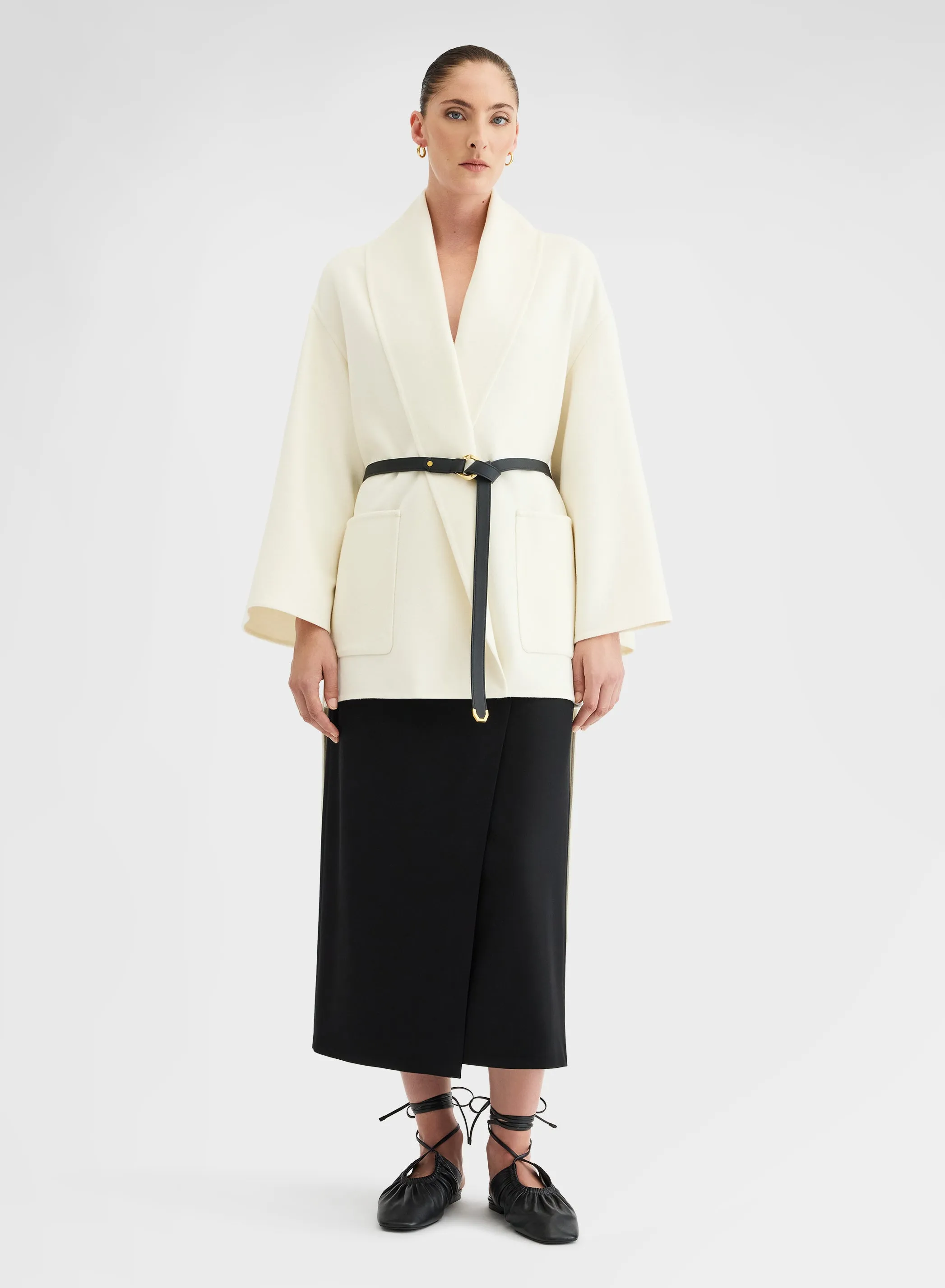 BLEND DOUBLE FACE COAT WHITE sold by Agnona product image thumbnail 2