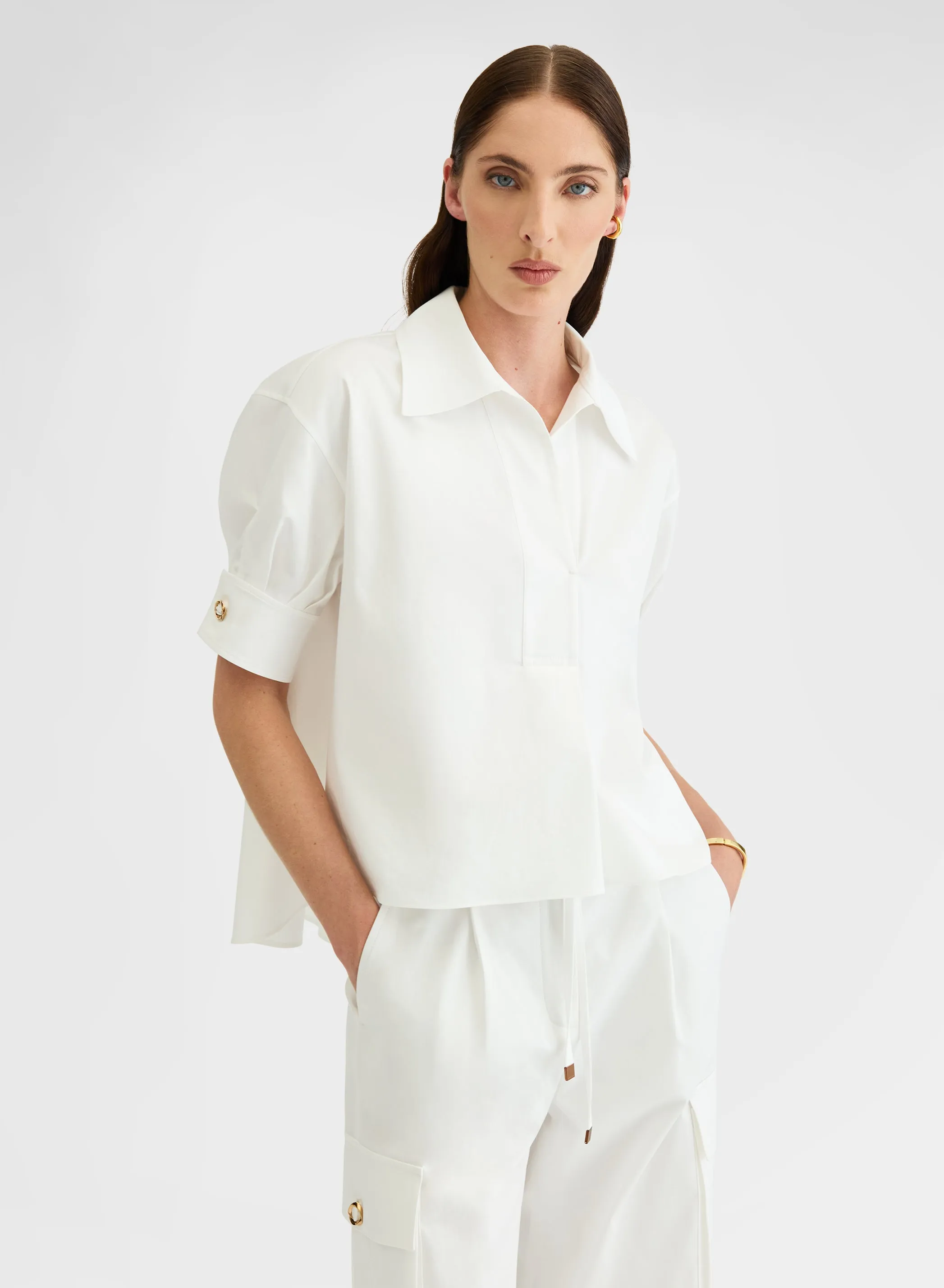 COTTON SATIN SHIRT WHITE sold by Agnona product image thumbnail 3