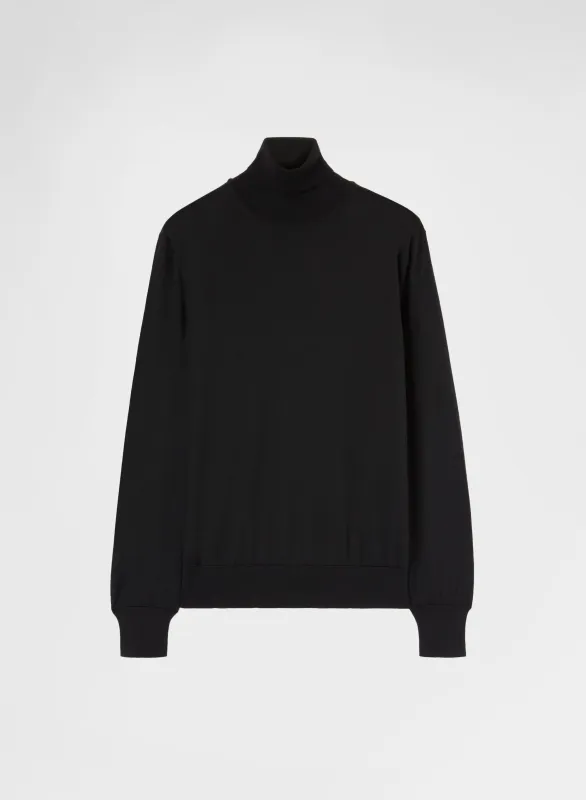 FINE WOOL SILK CASHMERE TURTLENECK BLACK made by Agnona