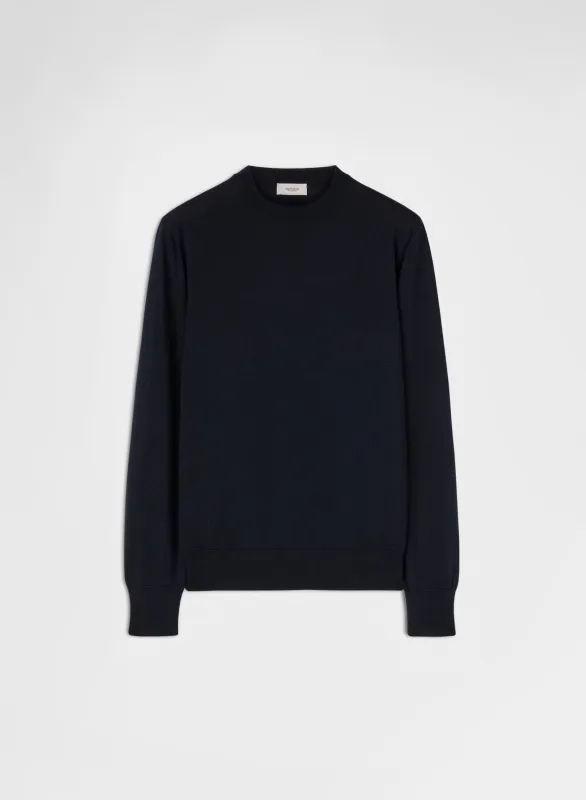 FINE WOOL SILK CASHMERE CREWNECK NIGHT made by Agnona