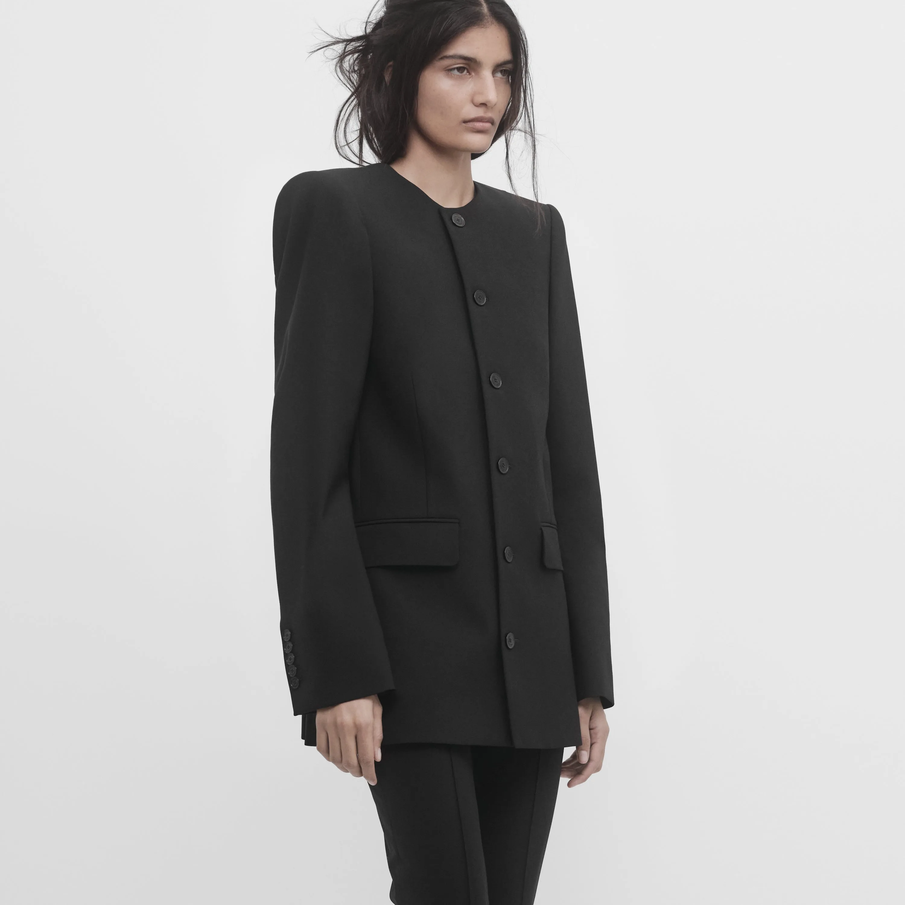 SINGLE BREASTED ROUND-NECK TAILORED JACKET sold by ALAINPAUL product image thumbnail 2