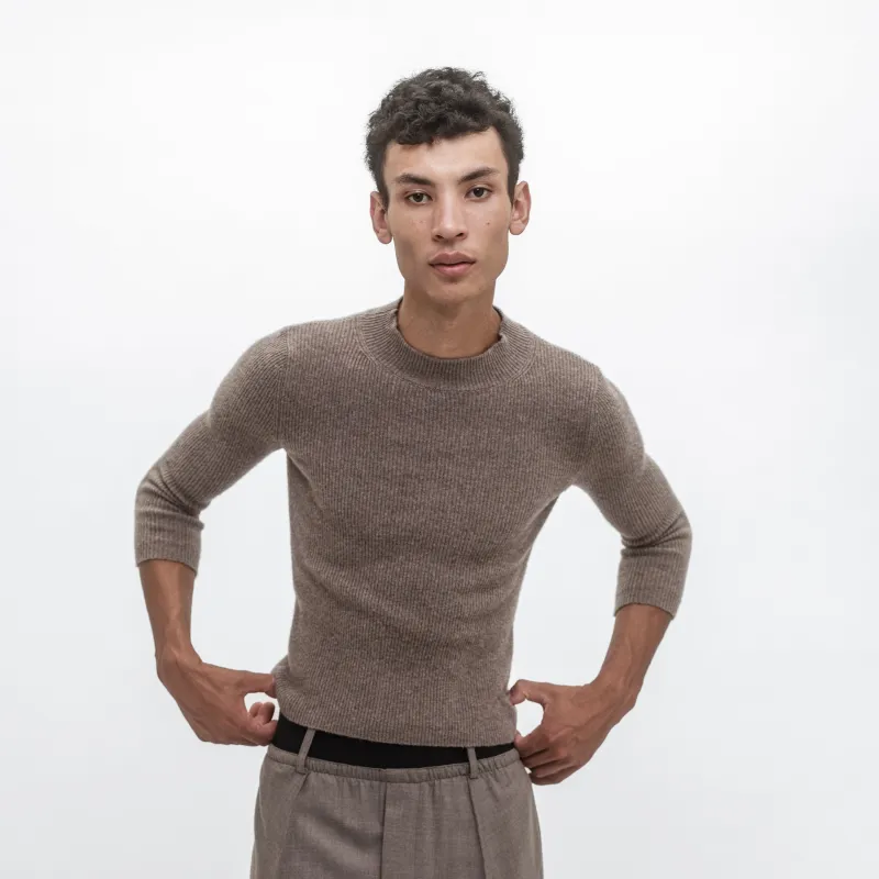 MID-SLEEVE RIB CREWNECK SWEATER made by ALAINPAUL