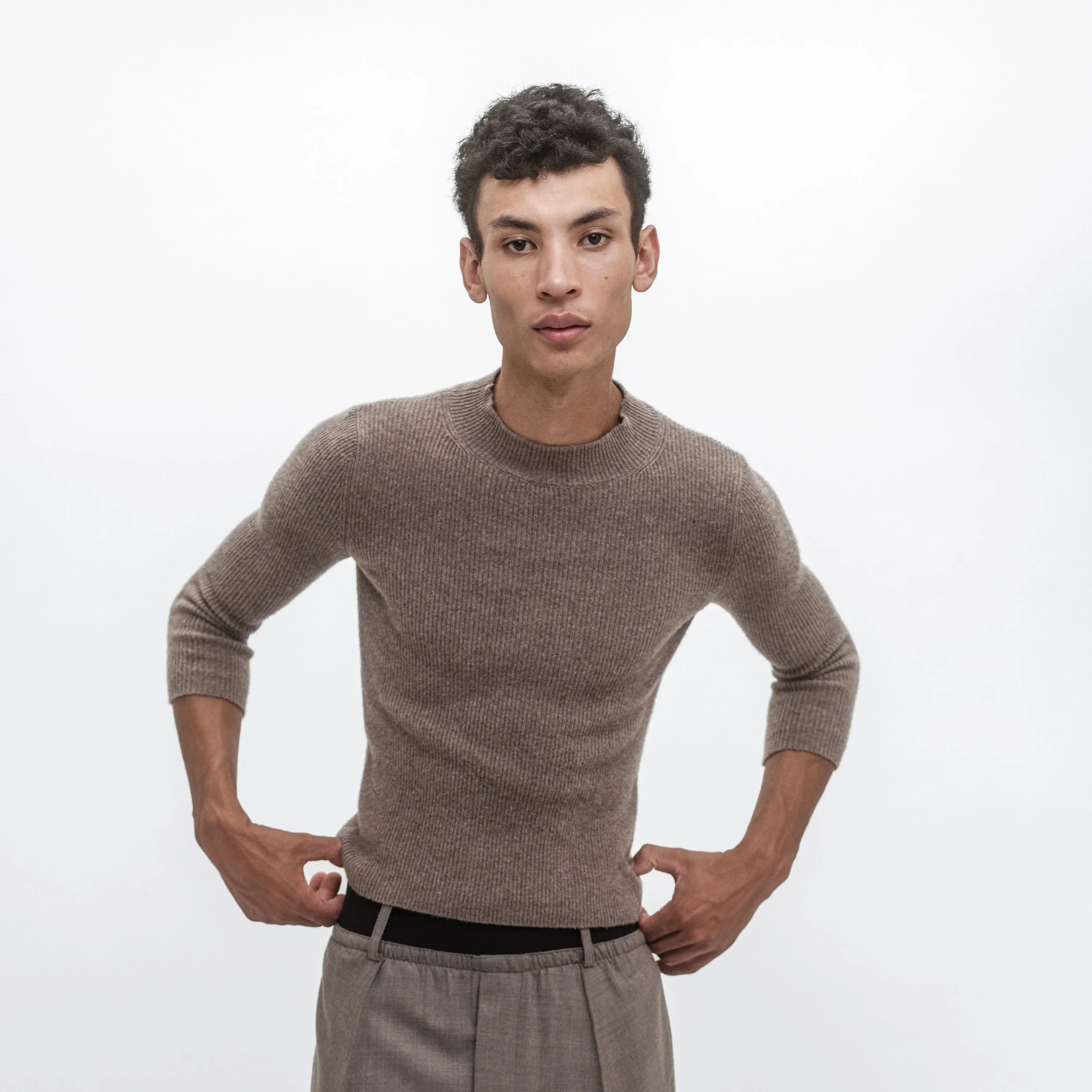 MID-SLEEVE RIB CREWNECK SWEATER sold by ALAINPAUL