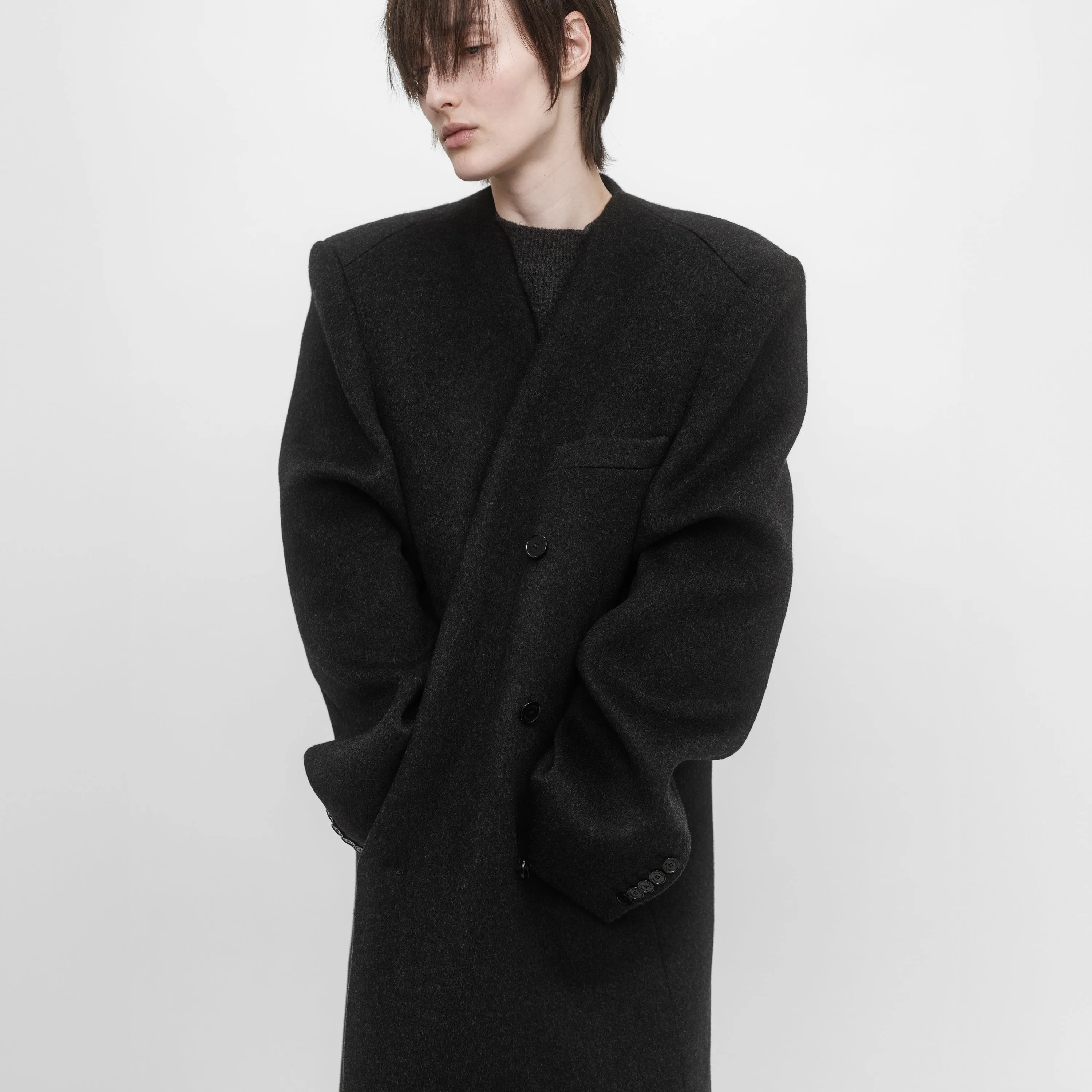 MINIMALIST DOUBLE BREASTED TAILORED COAT sold by ALAINPAUL product image thumbnail 5