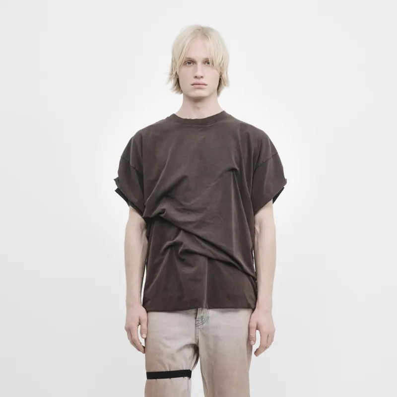 DRAPED SHORT-SLEEVE T-SHIRT made by ALAINPAUL
