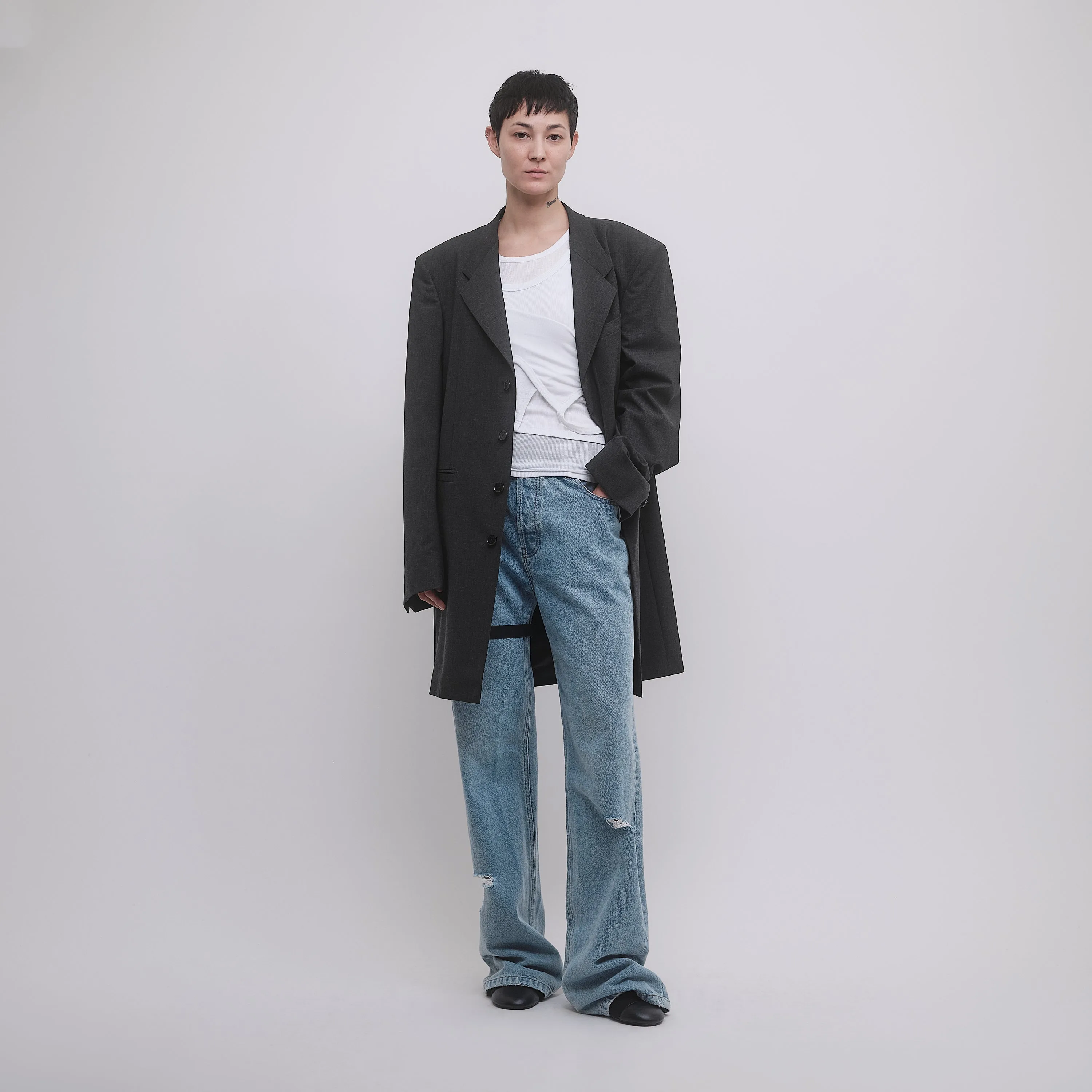 90'S SINGLE BREASTED LONG TAILORED JACKET sold by ALAINPAUL
