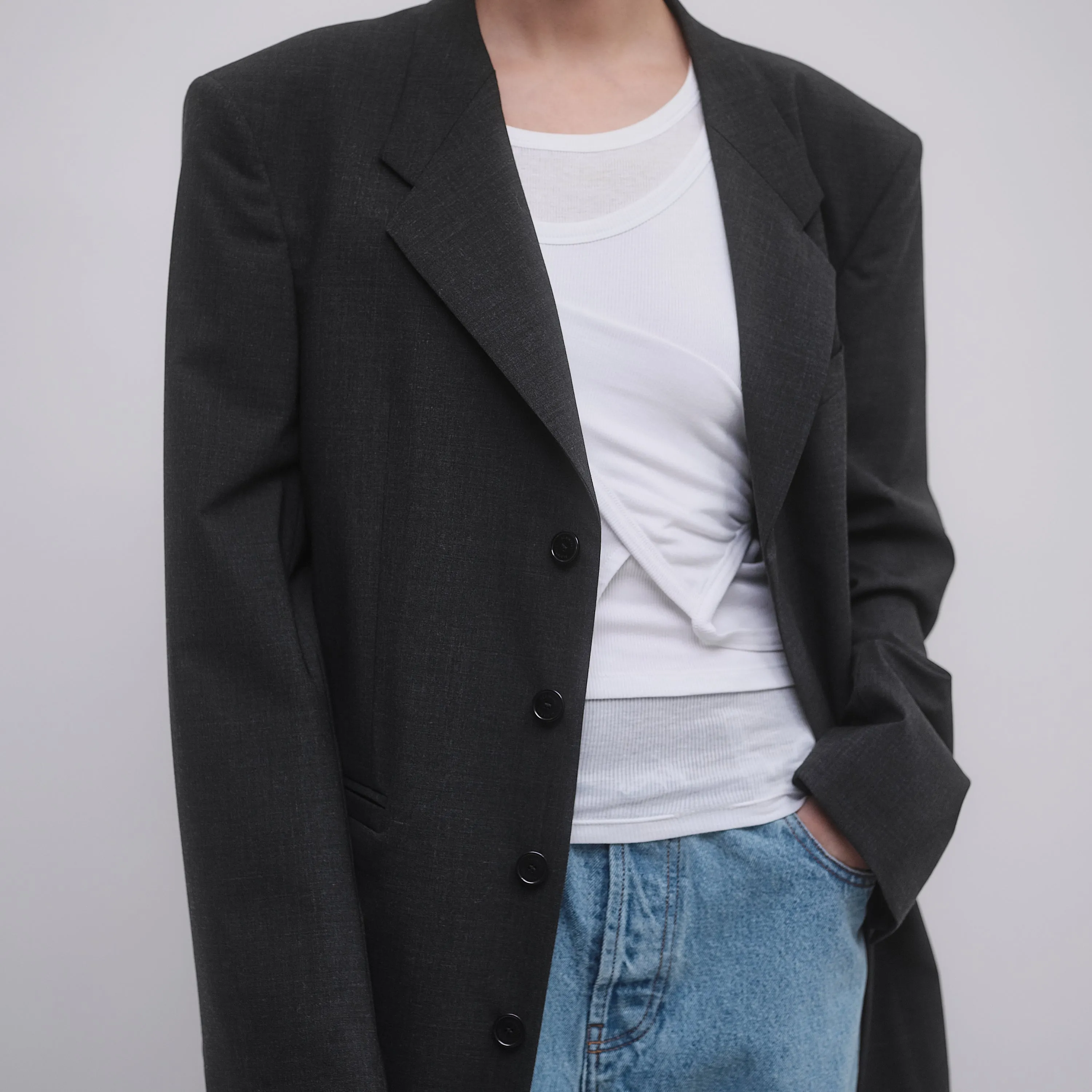90'S SINGLE BREASTED LONG TAILORED JACKET sold by ALAINPAUL product image thumbnail 2
