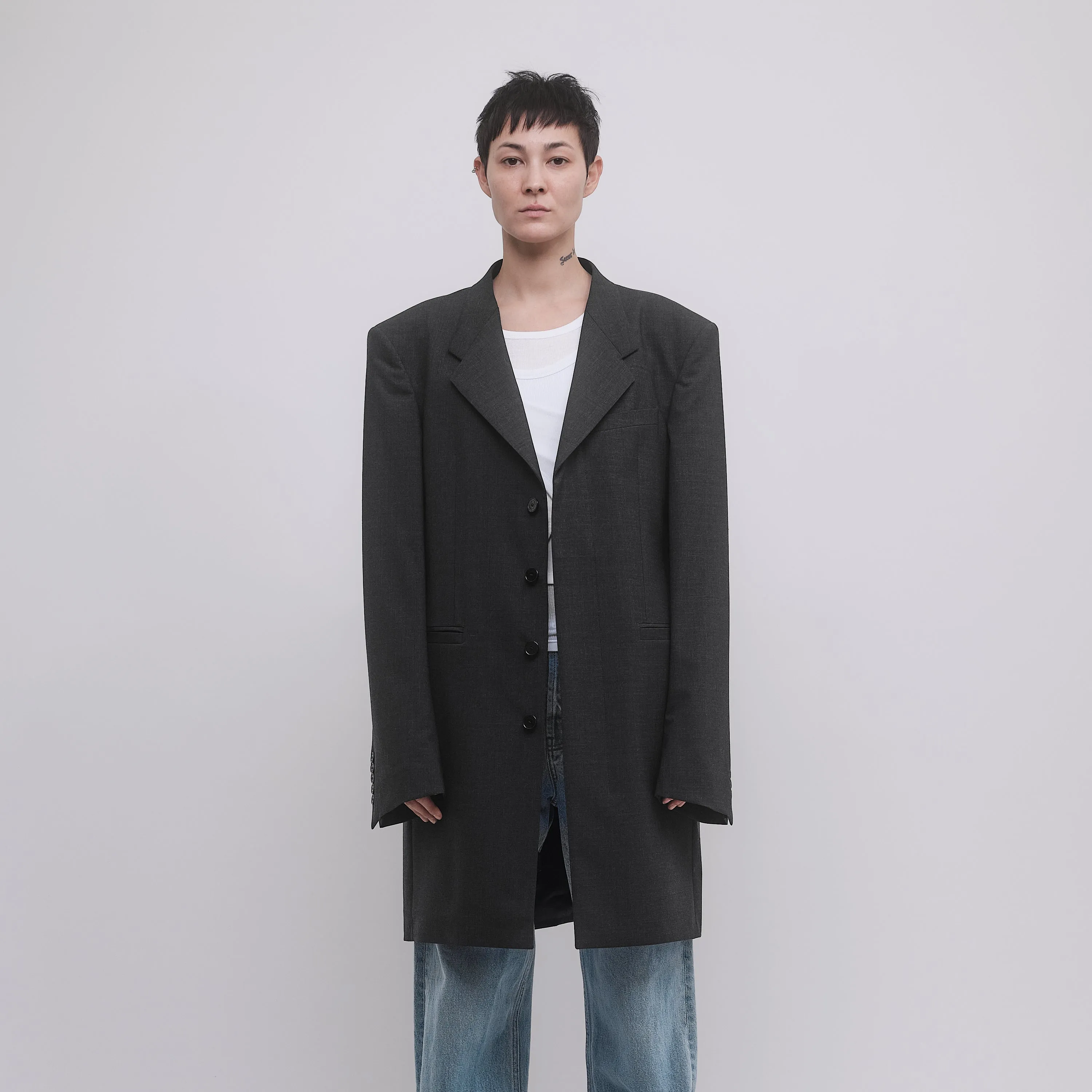 90'S SINGLE BREASTED LONG TAILORED JACKET sold by ALAINPAUL product image thumbnail 3
