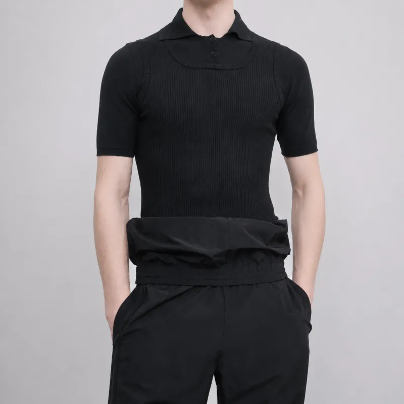 TROMPE L'ŒIL LAYERED KNIT POLO made by ALAINPAUL