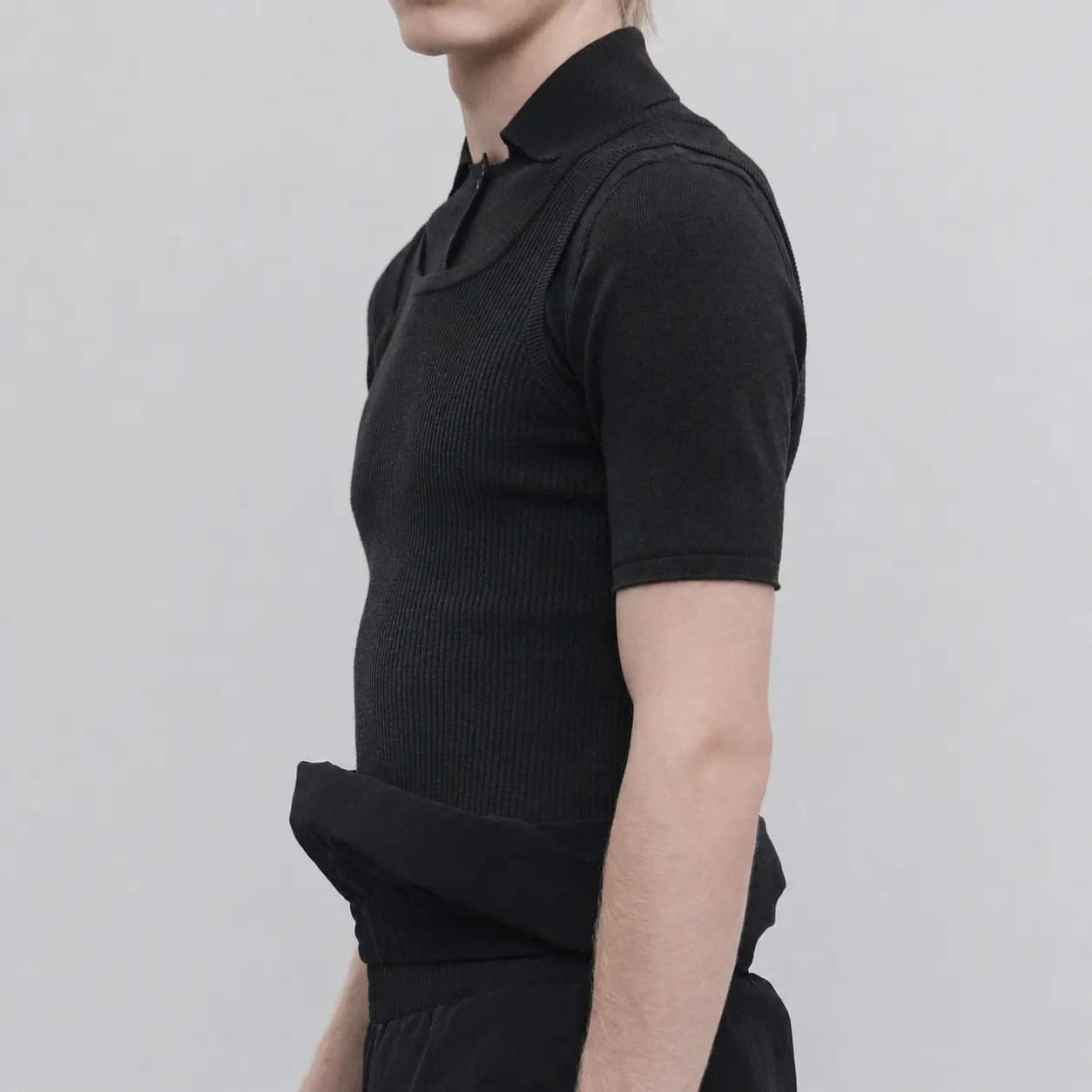 TROMPE L'ŒIL LAYERED KNIT POLO sold by ALAINPAUL product image thumbnail 5
