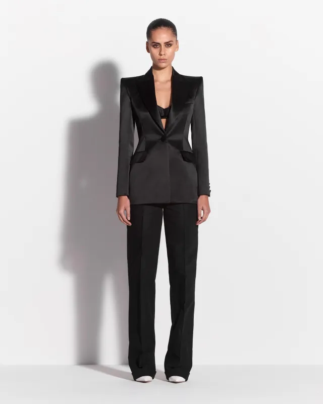 Single Breasted Fitted Blazer in Duchess Satin made by Alex Perry
