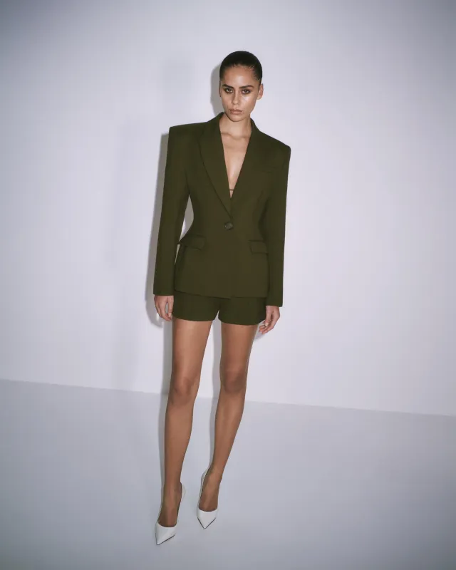 Single Breasted Contour Blazer in Wool Suiting made by Alex Perry
