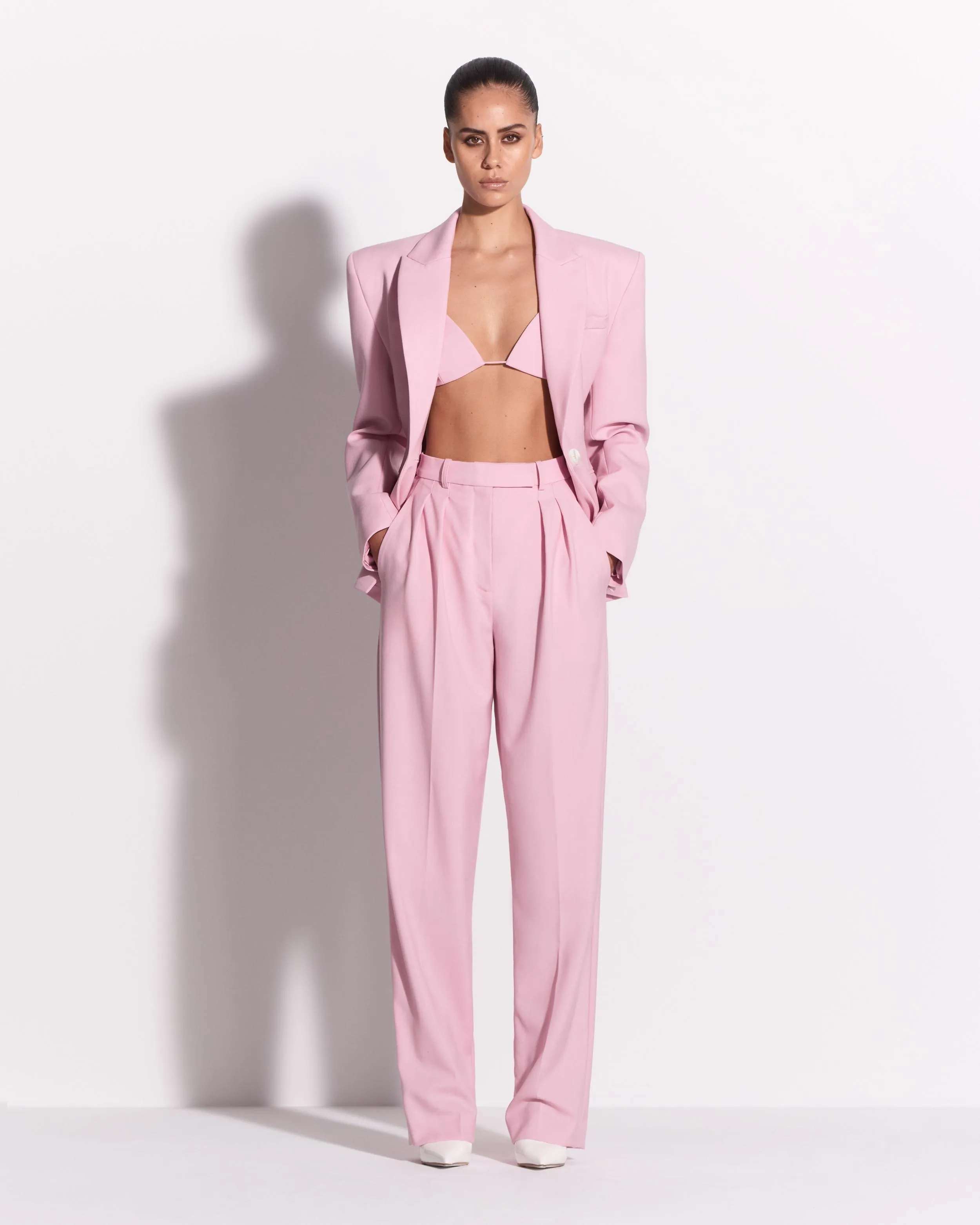Single Breasted Contour Blazer in Wool Suiting sold by Alex Perry