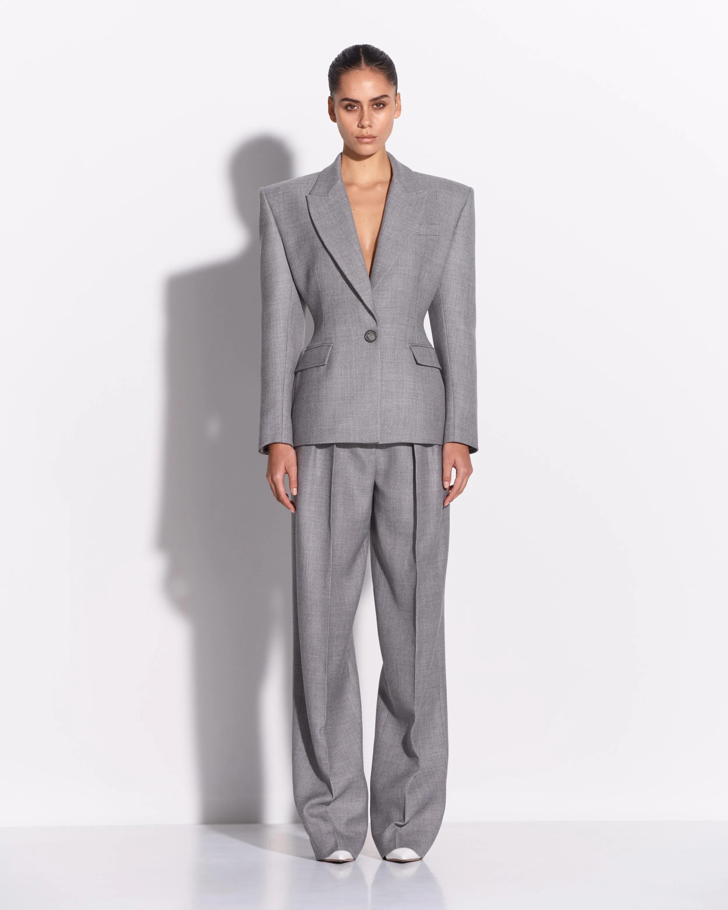 Single Breasted Contour Blazer in Wool Suiting sold by Alex Perry