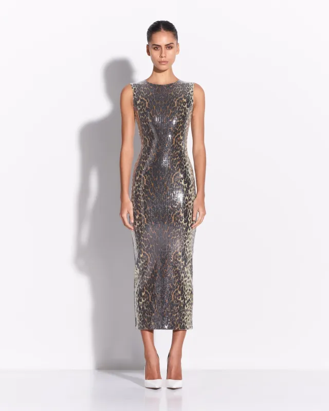 Sleeveless Dress in Sequin Stretch Mesh made by Alex Perry