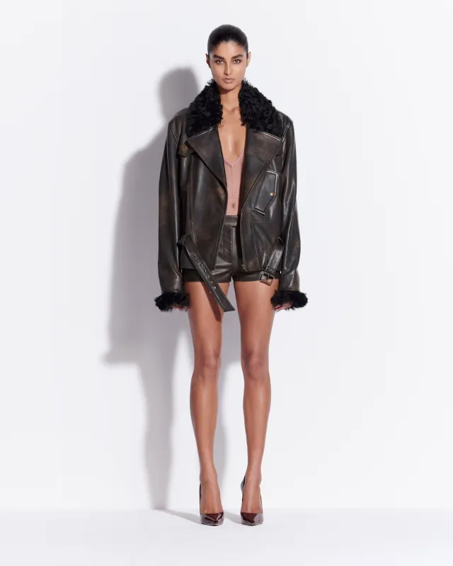 Biker Jacket in Leather made by Alex Perry
