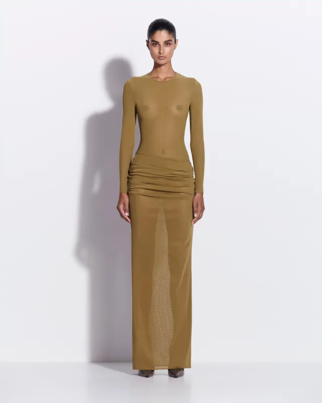 Long Sleeve Bodysuit in Stretch Mesh made by Alex Perry