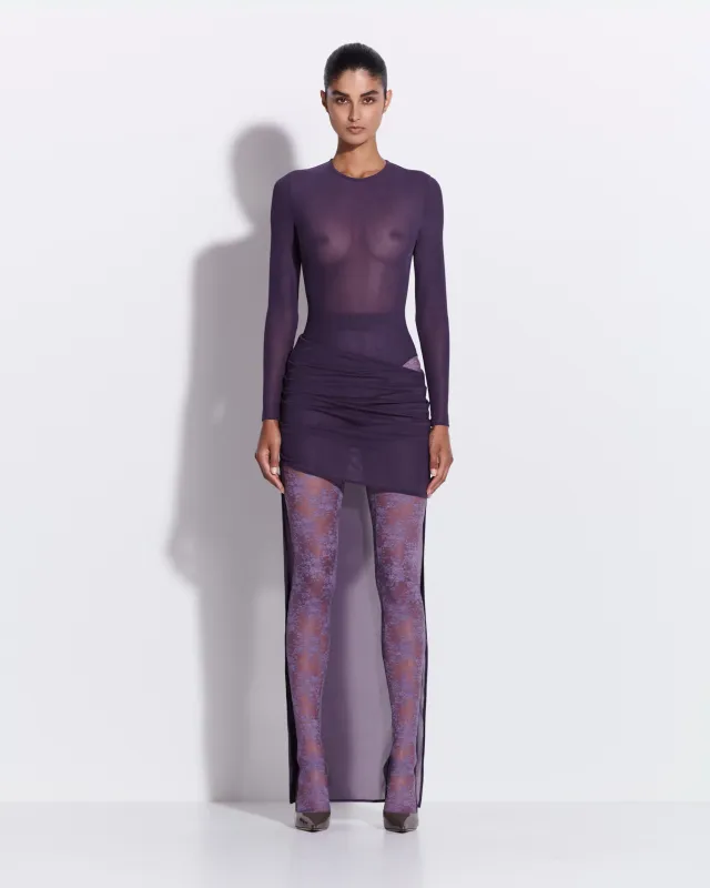 Long Sleeve Bodysuit in Stretch Mesh made by Alex Perry