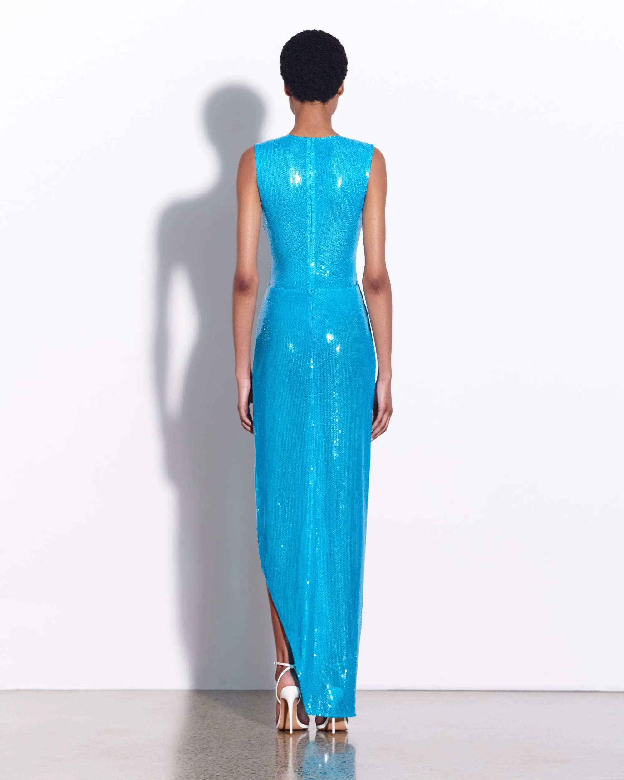 Sleeveless Asymmetric Wrap Gown in Sequin sold by Alex Perry product image thumbnail 2