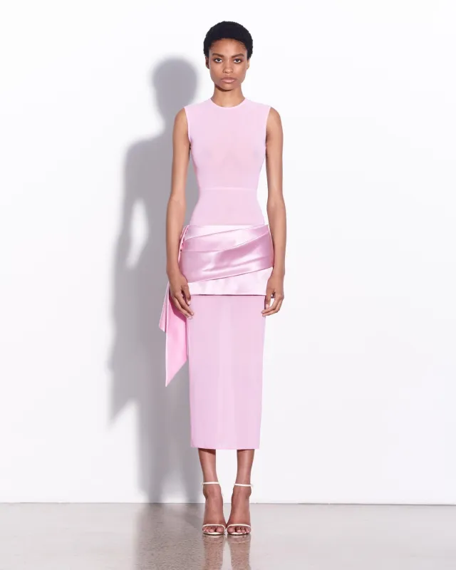 Low Rise Draped Mini Skirt in Duchess Satin made by Alex Perry