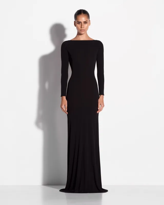 Long Sleeve Open Back Gown in Dry Jersey made by Alex Perry